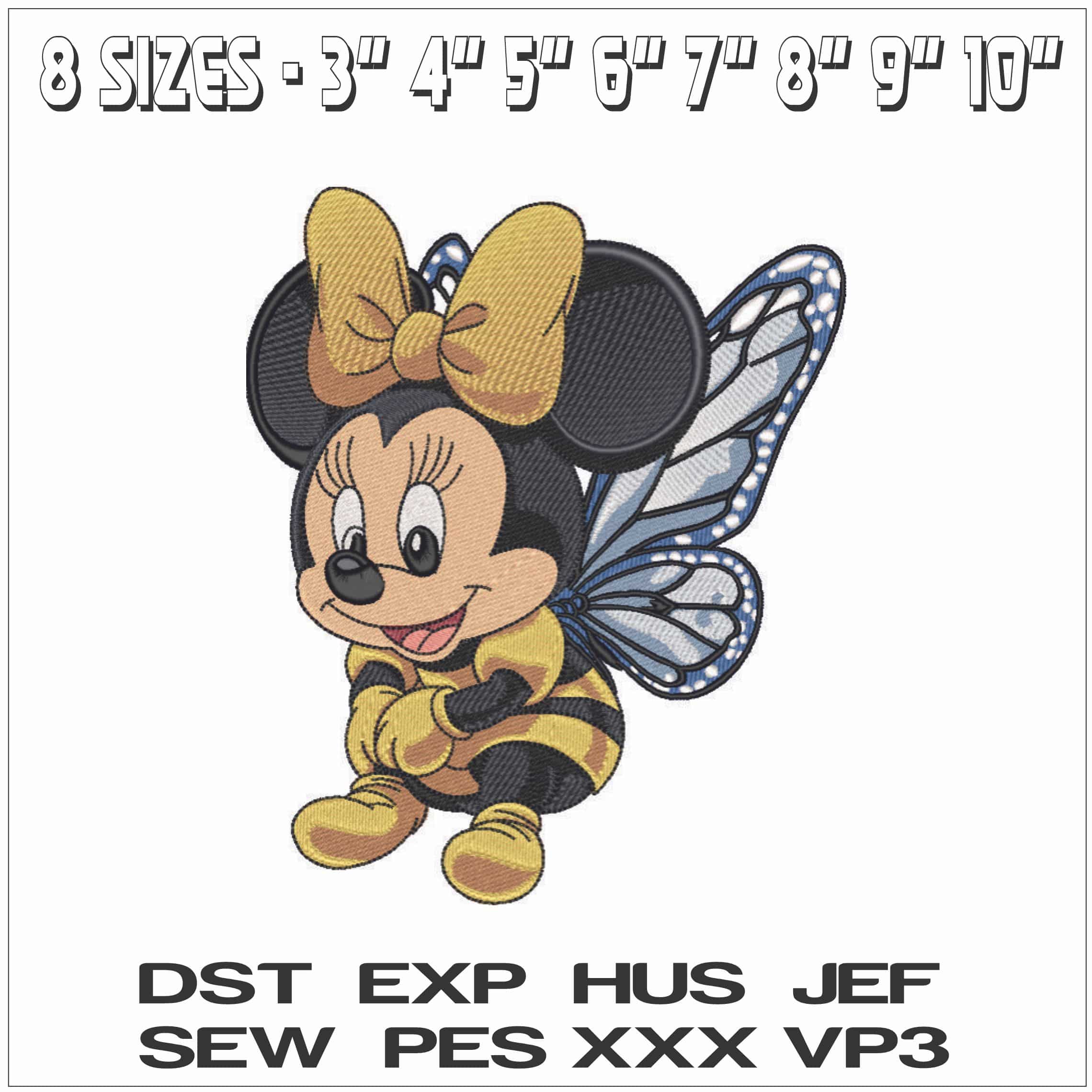Baby Bee Minnie Mouse - Elegant embroidery design file - instant download — view 2
