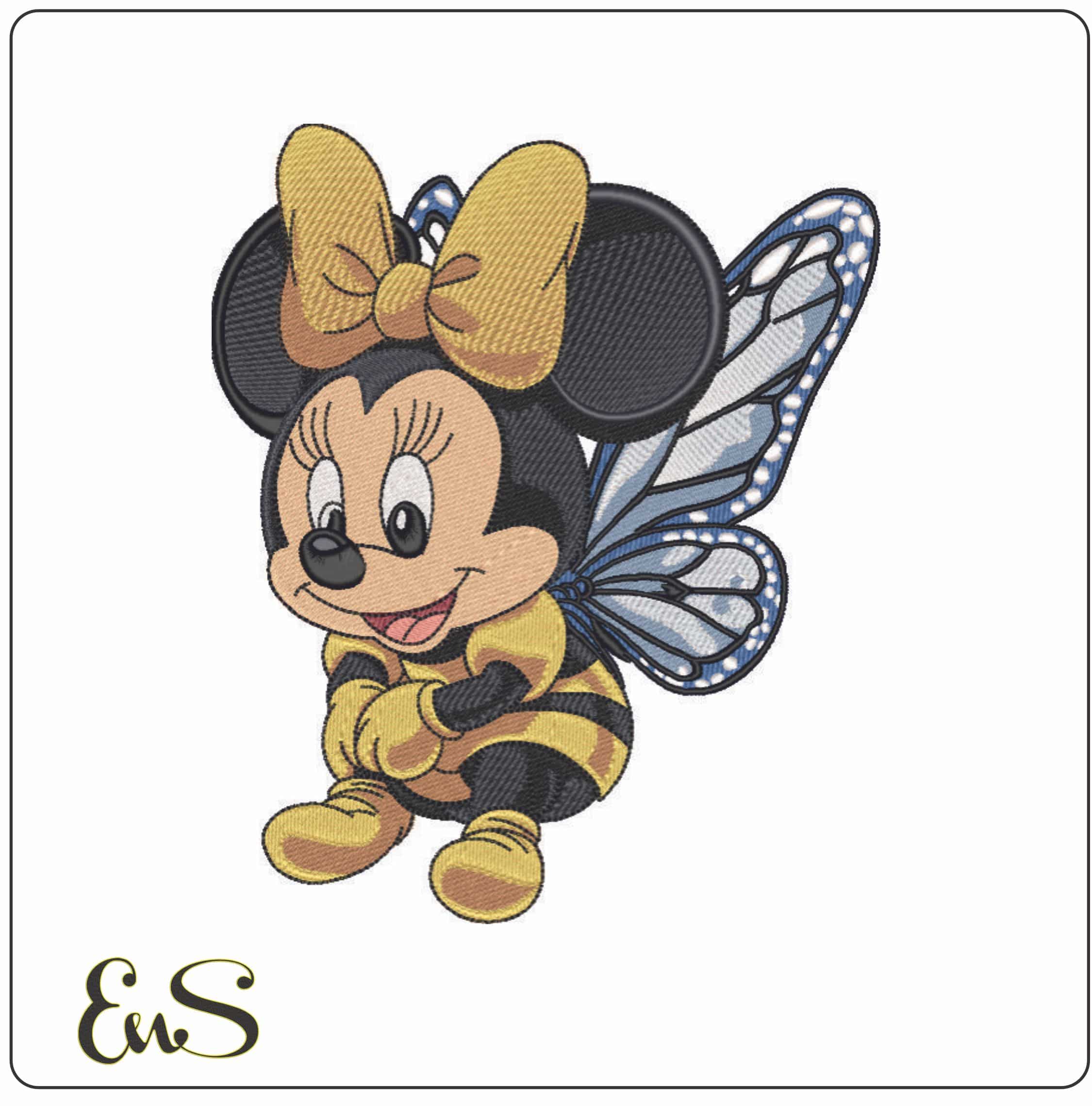 Baby Bee Minnie Mouse - Elegant embroidery design file - instant download