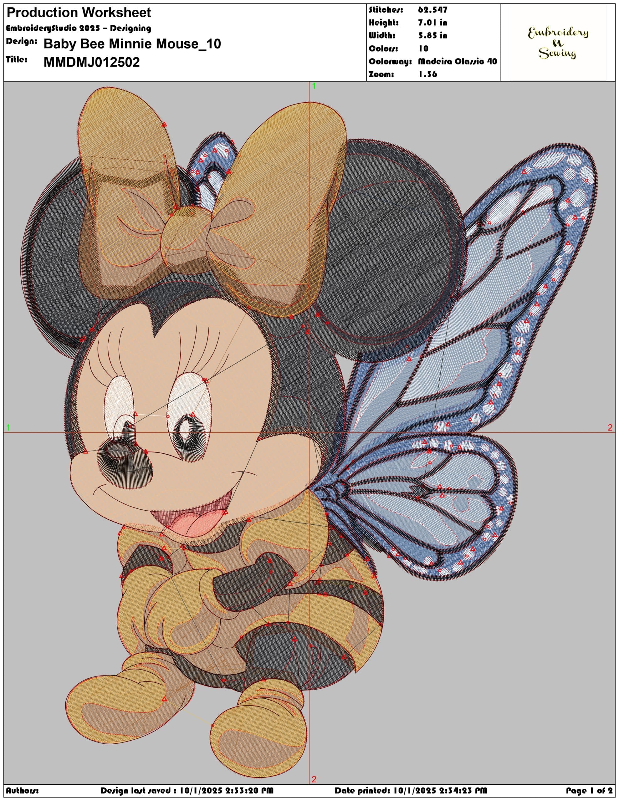 Baby Bee Minnie Mouse - Elegant embroidery design file - instant download — view 3