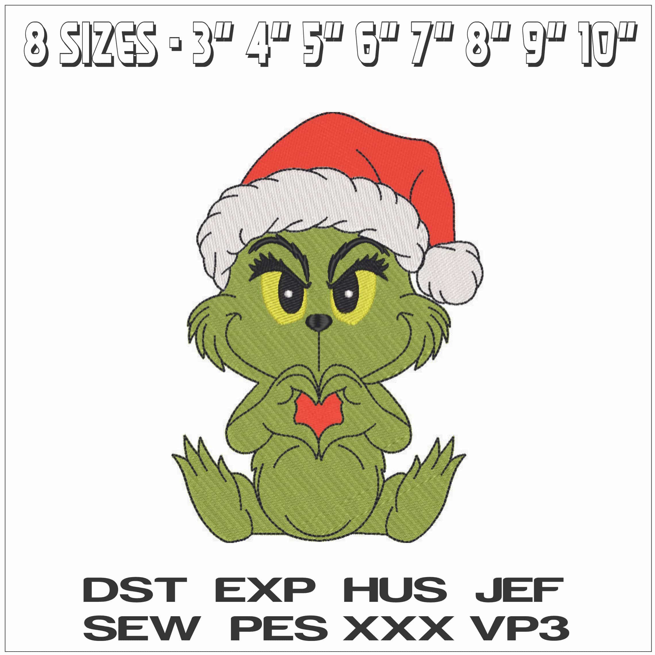 Baby Christmas Grinch- Elegant embroidery design file - instant download — view 2