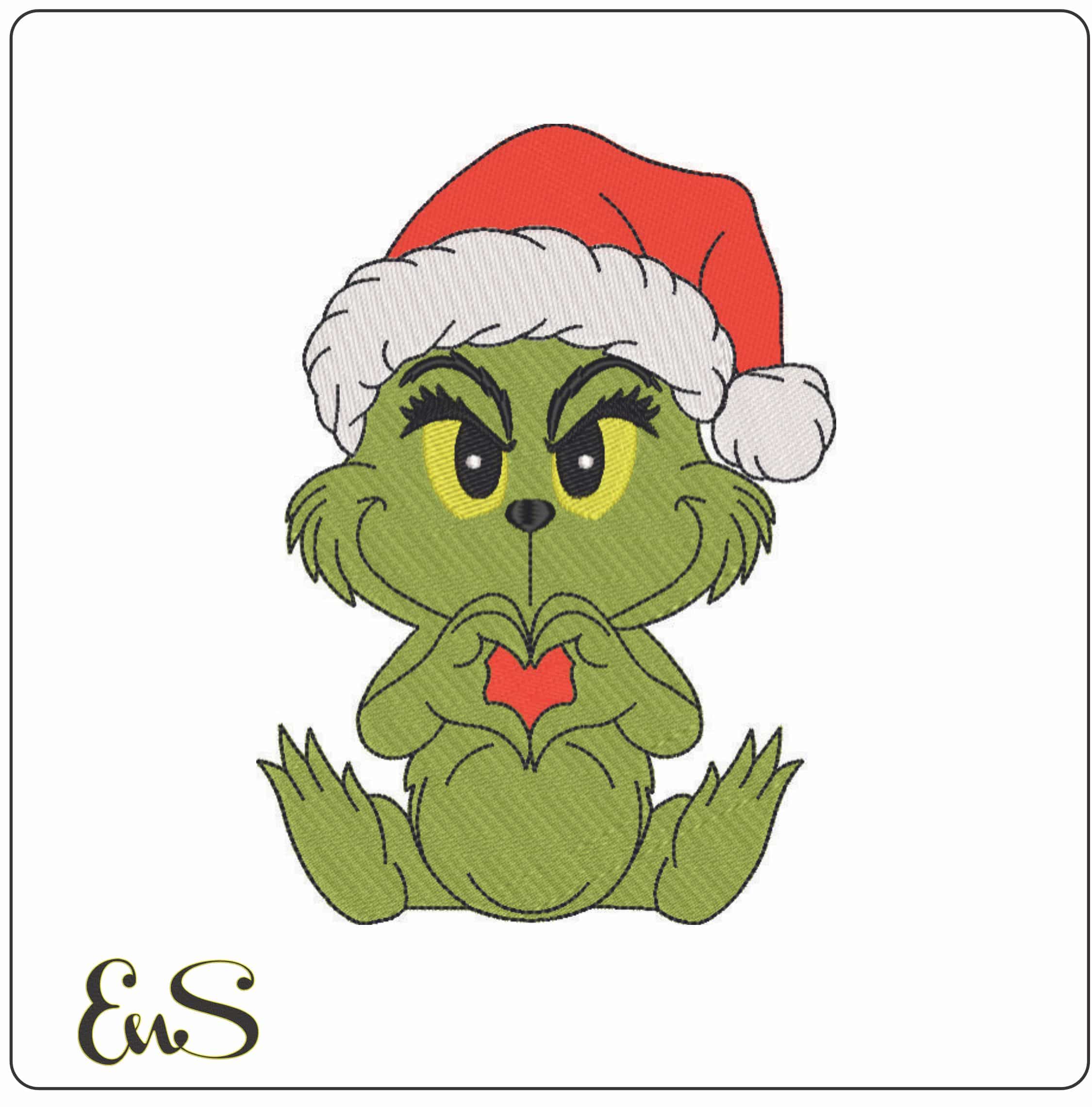 Baby Christmas Grinch- Elegant embroidery design file - instant download