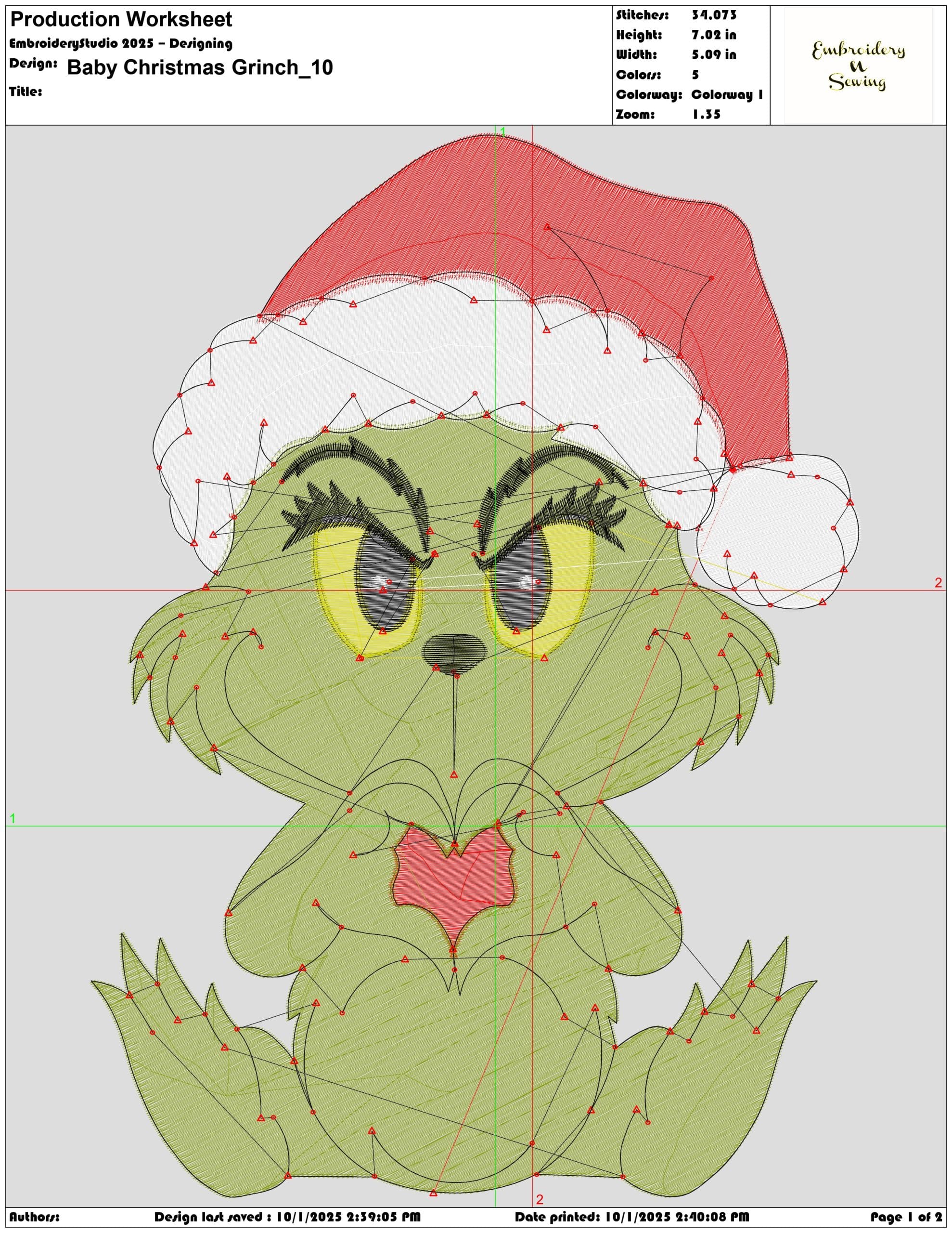 Baby Christmas Grinch- Elegant embroidery design file - instant download — view 3