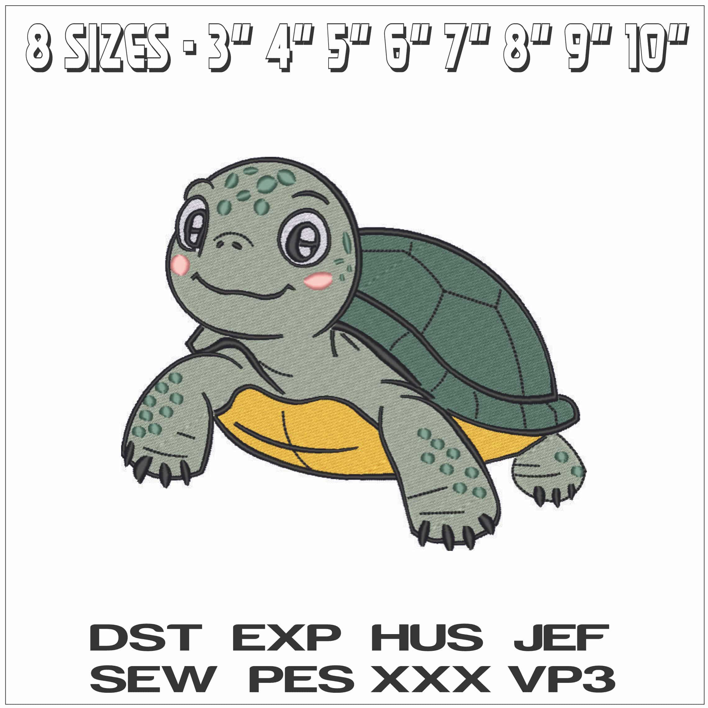 Baby turtle - Elegant embroidery design file - instant download — view 2