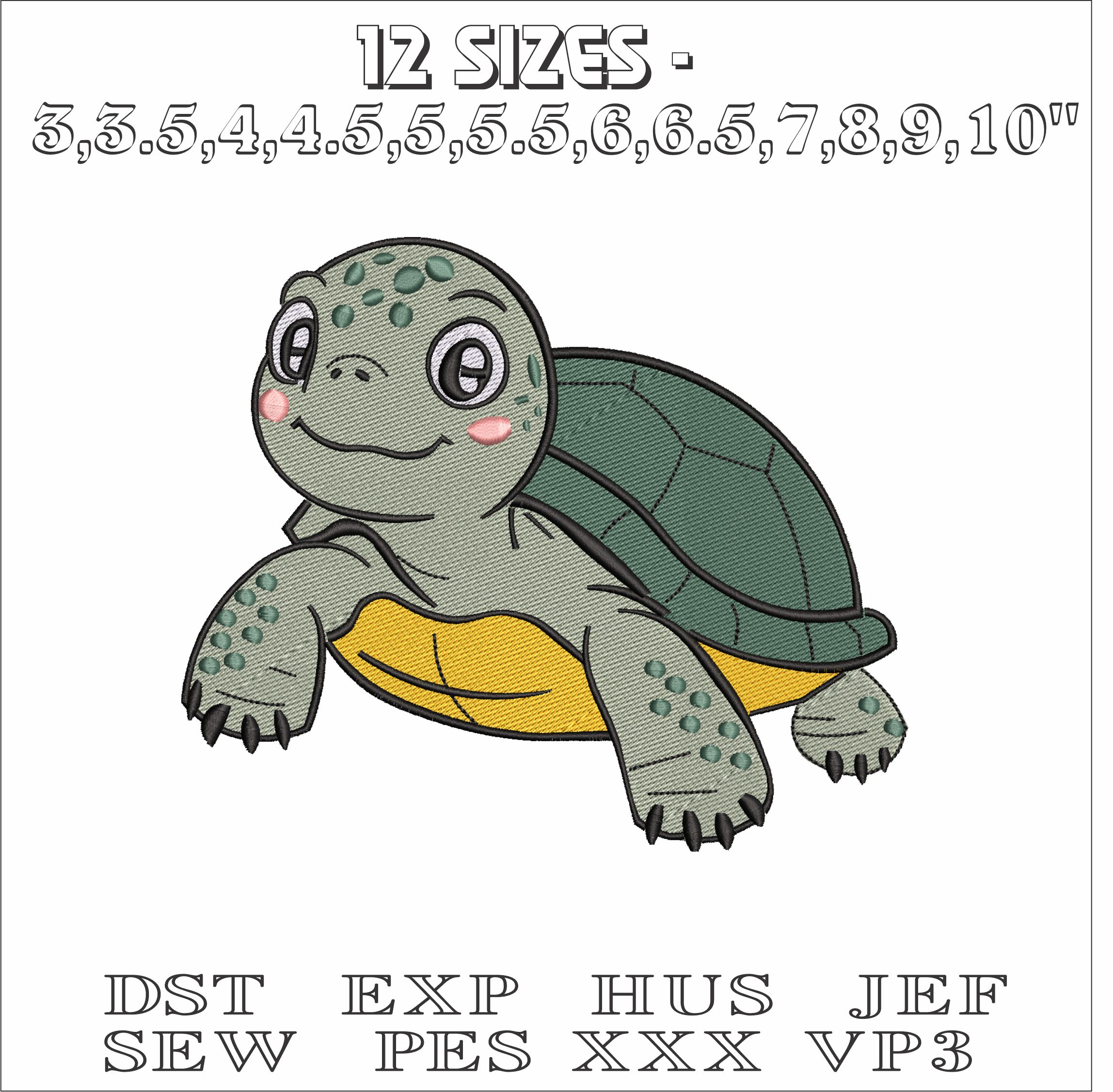 Baby turtle - Elegant embroidery design file - instant download — view 6