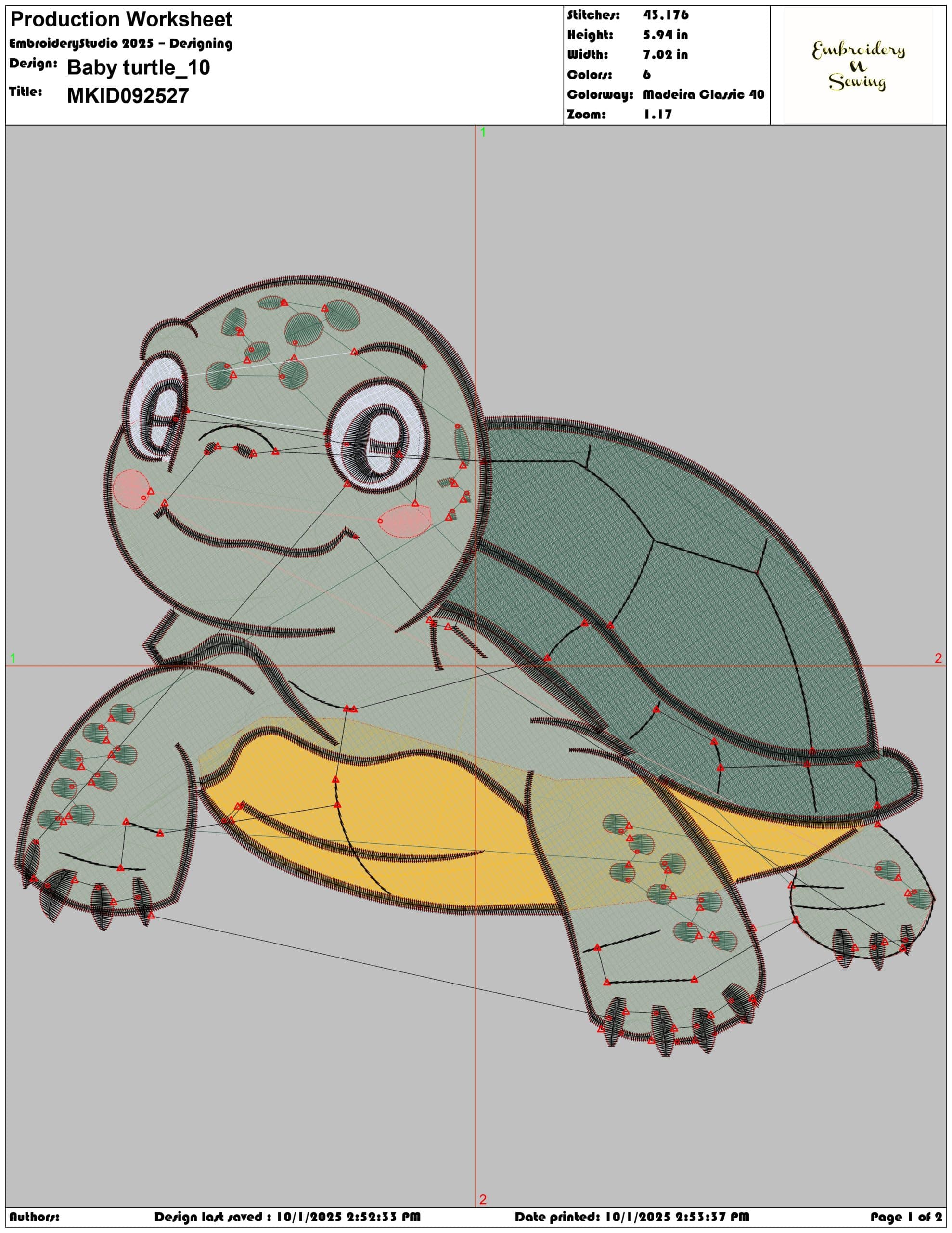Baby turtle - Elegant embroidery design file - instant download — view 4