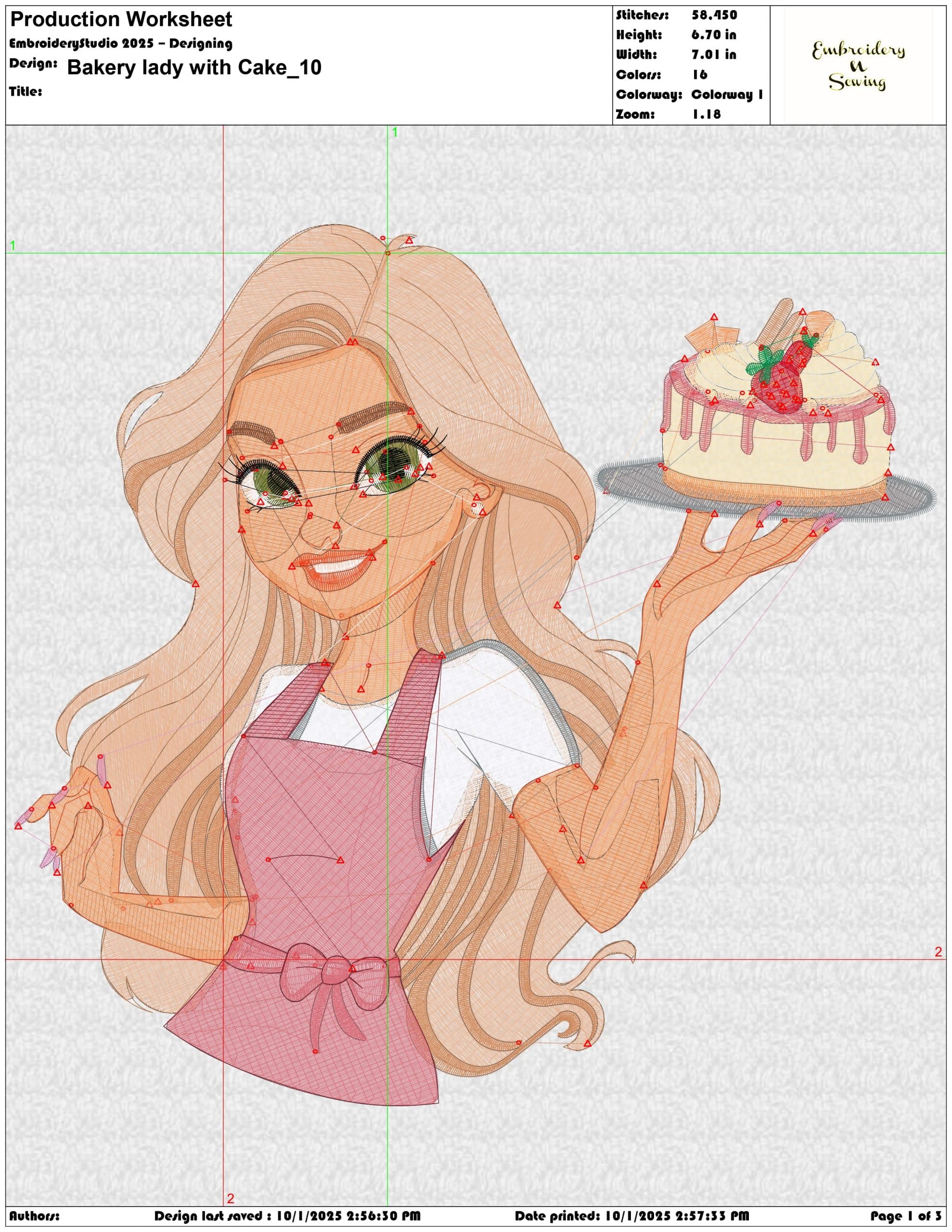 Bakery lady with Cake - Elegant embroidery design file - instant download — view 4