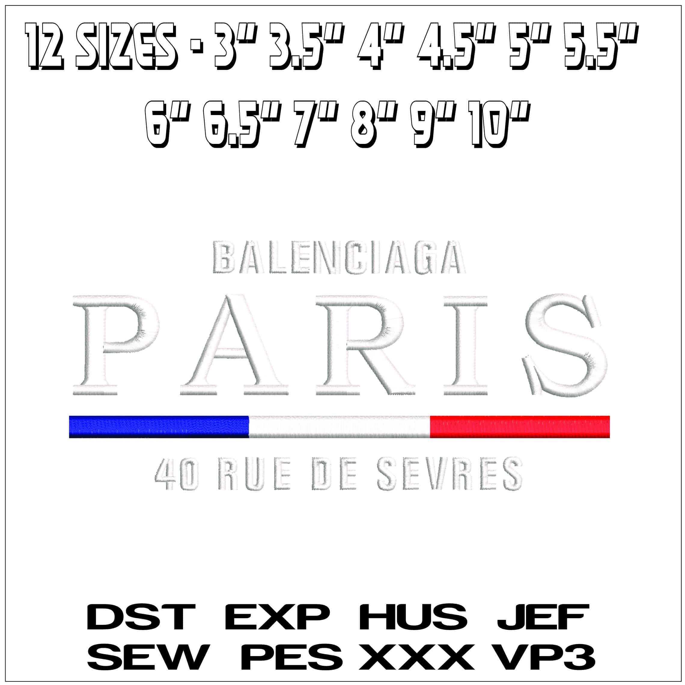 Balenciaga Paris - Elegant embroidery design file - instant download — view 6