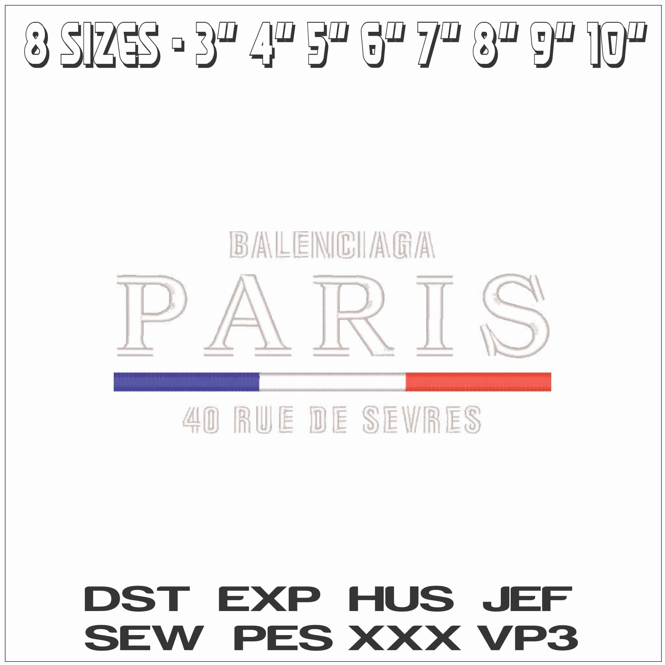 Balenciaga Paris - Elegant embroidery design file - instant download — view 2