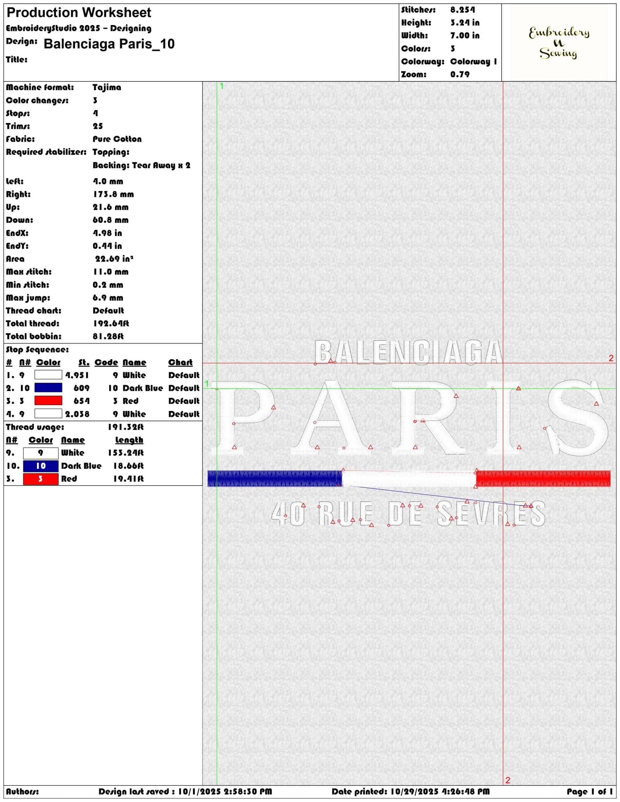Balenciaga Paris - Elegant embroidery design file - instant download — view 4