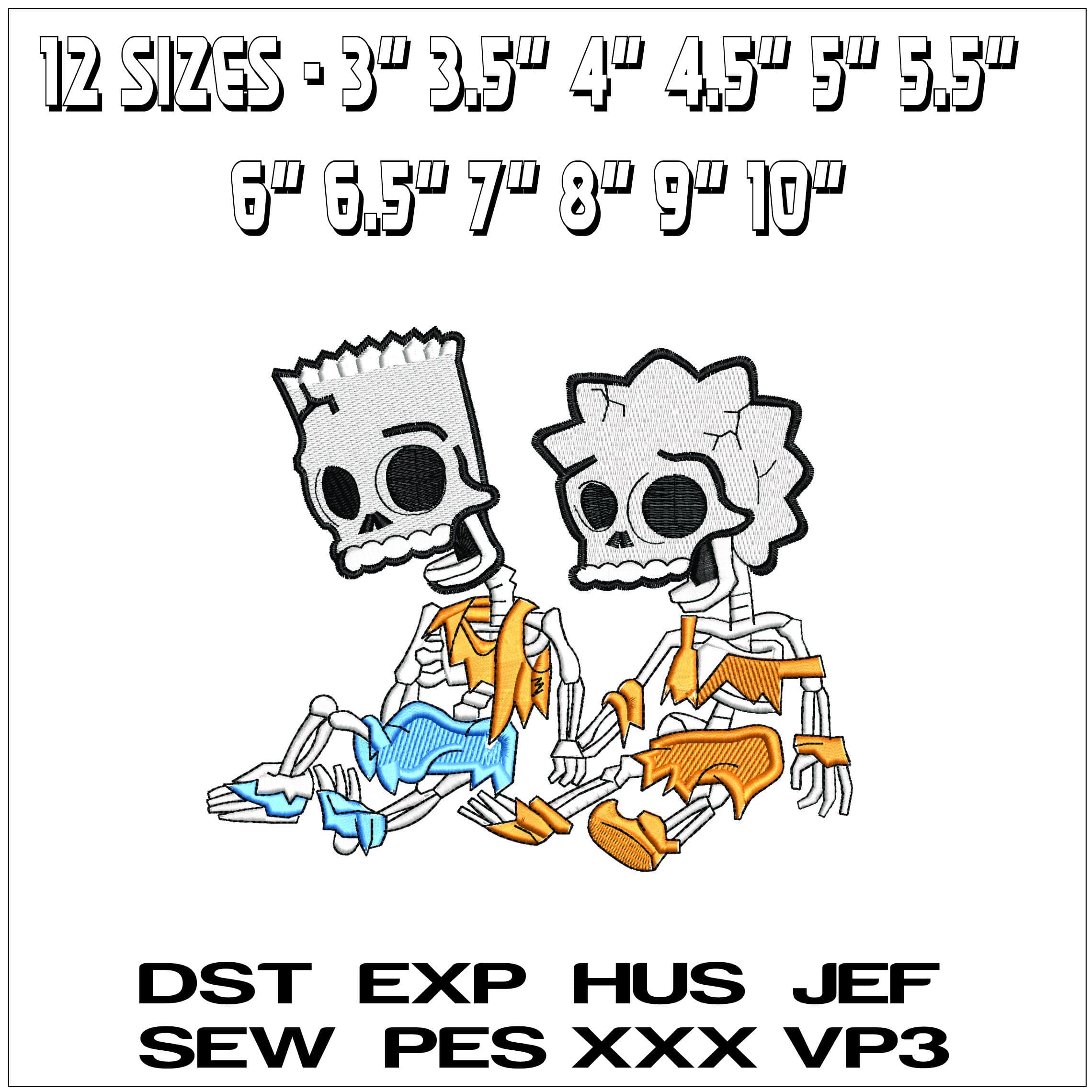 Bart and Lisa Skeletons The Simpsons - Elegant embroidery design file - instant download — view 6