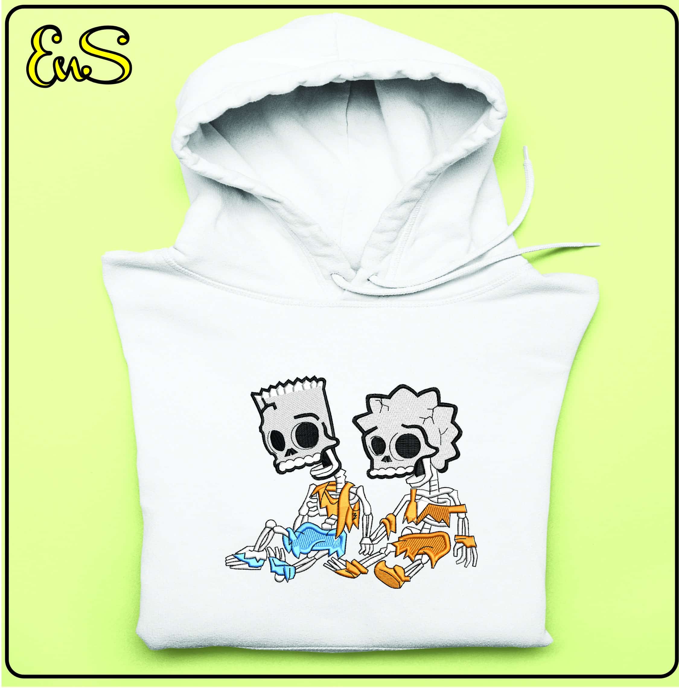 Bart and Lisa Skeletons The Simpsons - Elegant embroidery design file - instant download — view 5