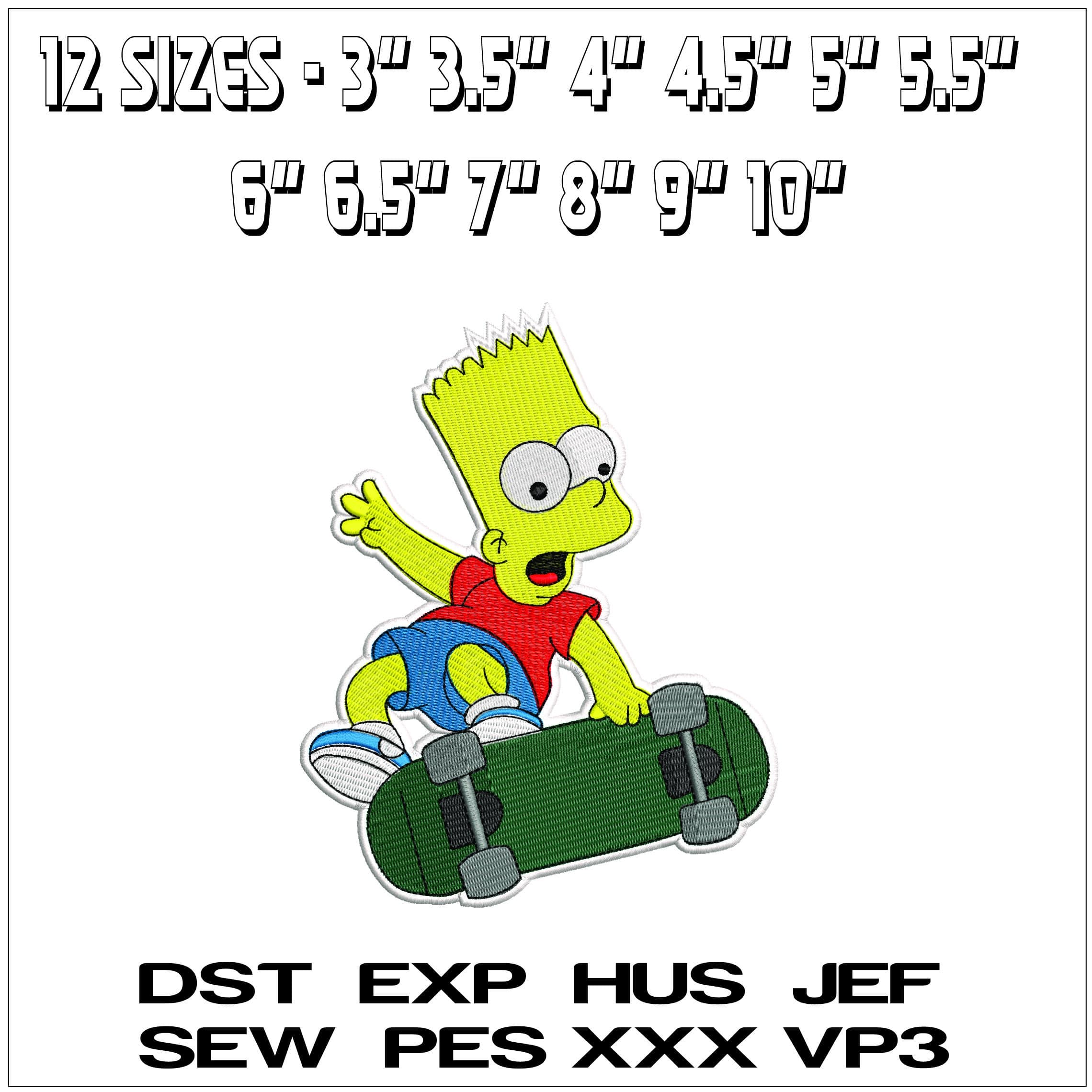 Bart Simpson Skateboard The Simpsons- Elegant embroidery design file - instant download — view 2