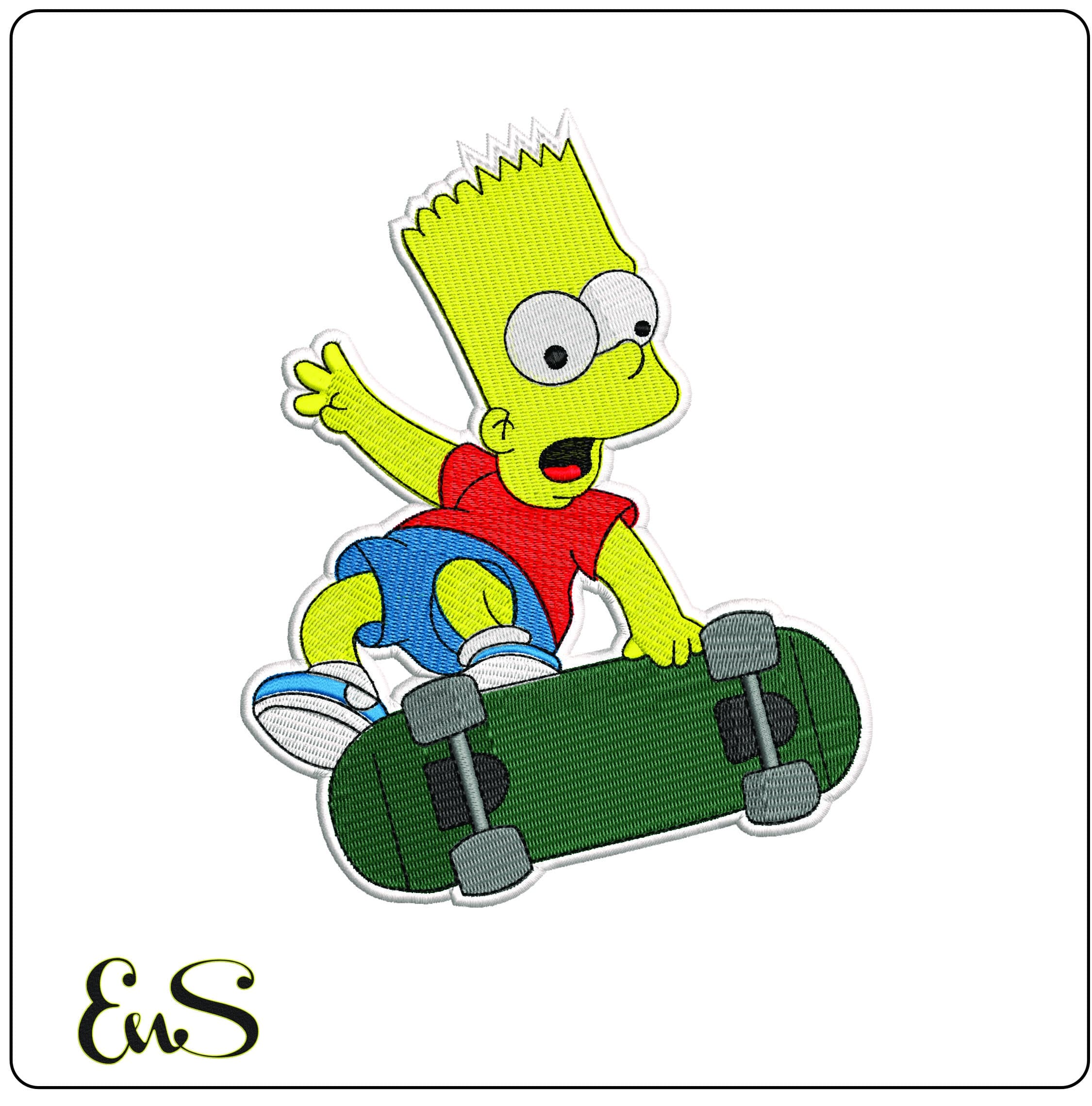Bart Simpson Skateboard The Simpsons- Elegant embroidery design file - instant download