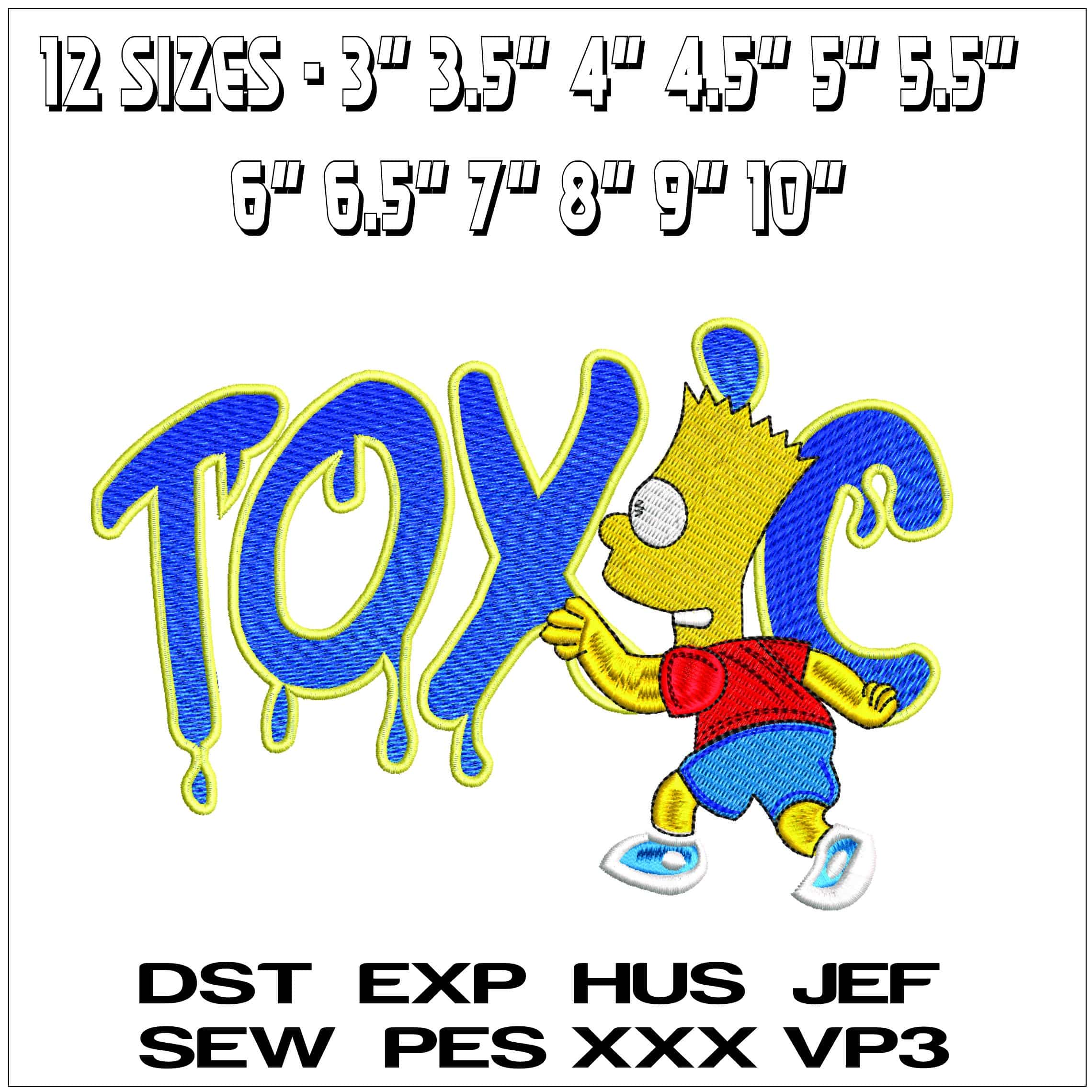 Bart Simpson Toxic The Simpsons- Elegant embroidery design file - instant download — view 2