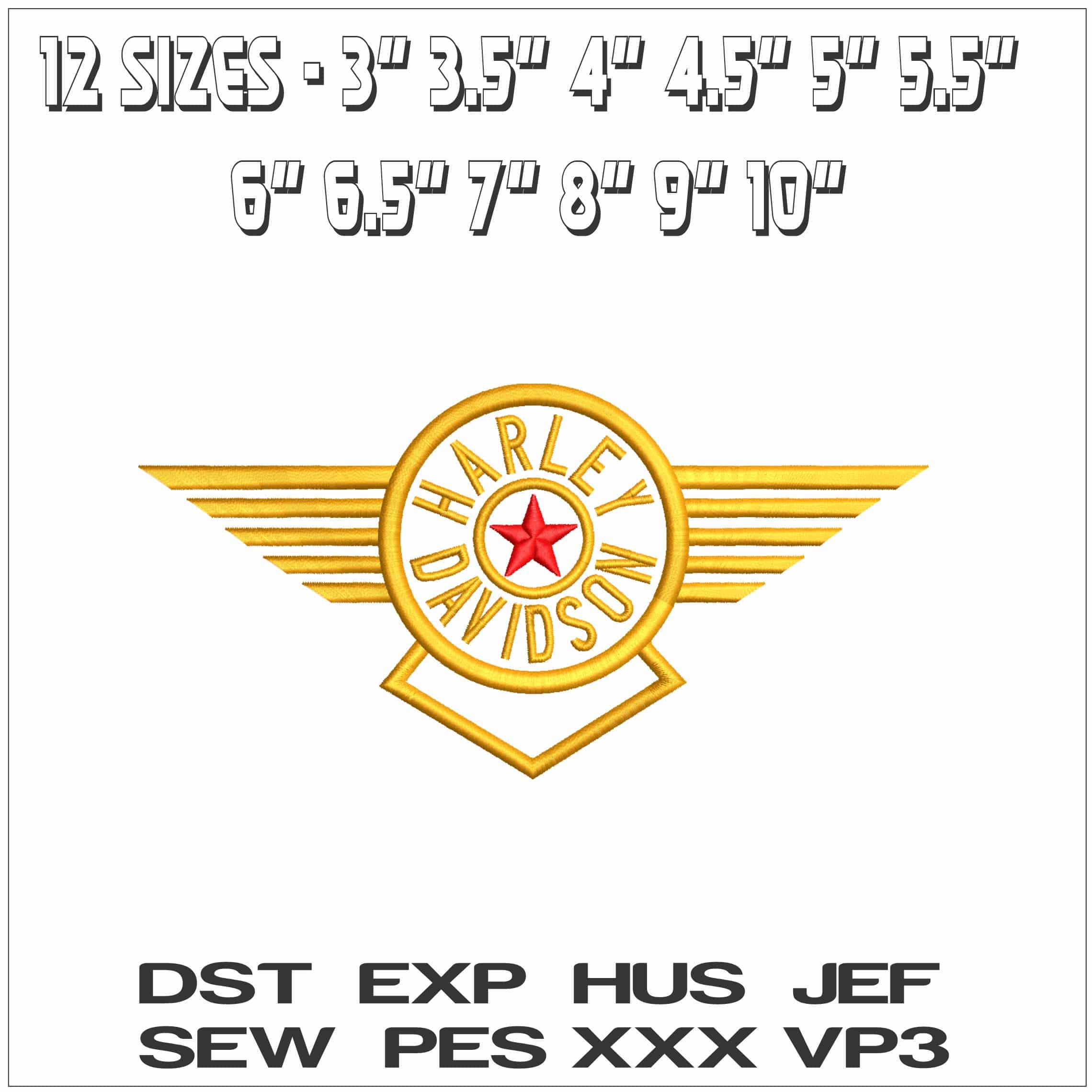 Basic Harley Davidson Logo- Elegant embroidery design file - instant download — view 2