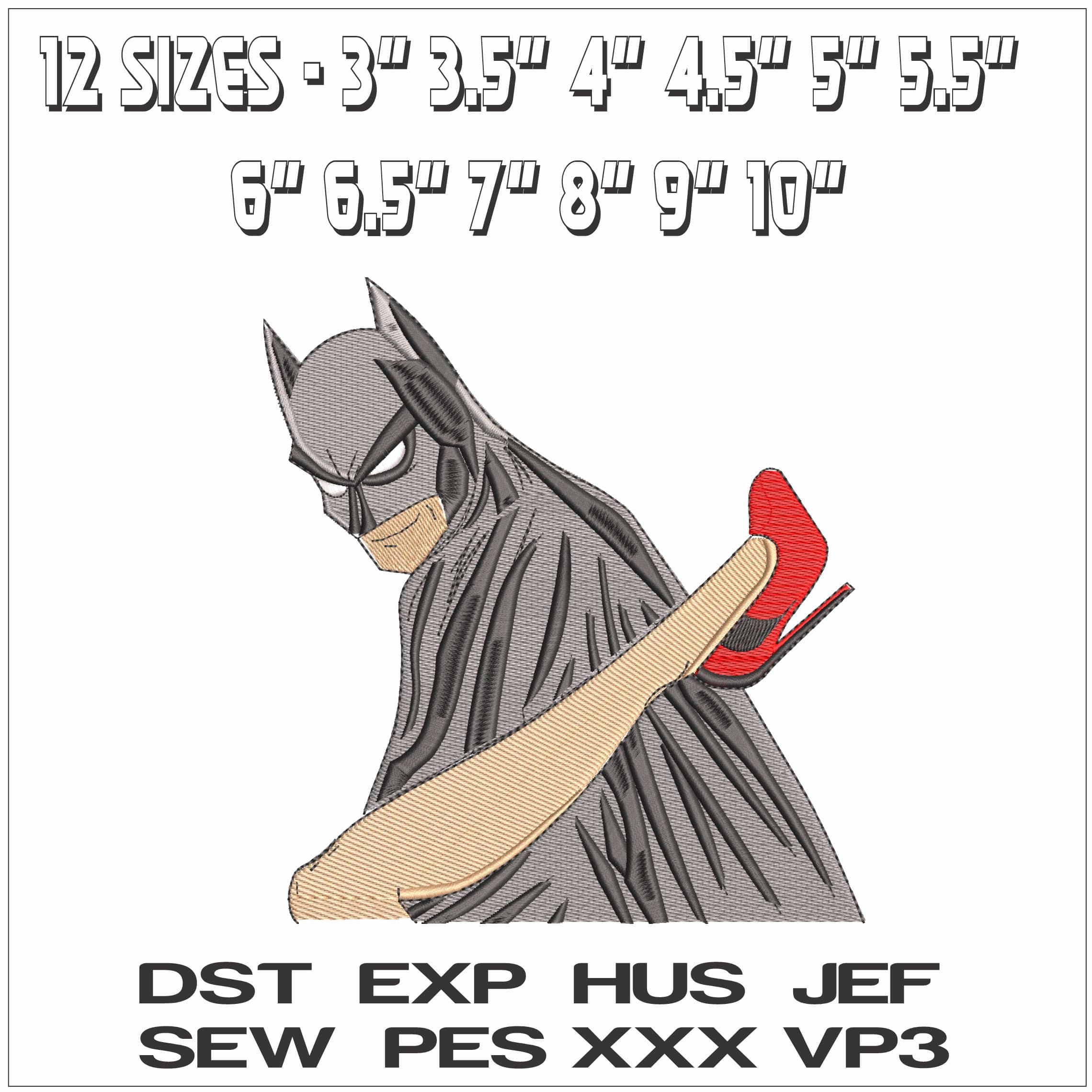 Batman Rescuing a Lady- Elegant embroidery design file - instant download — view 2