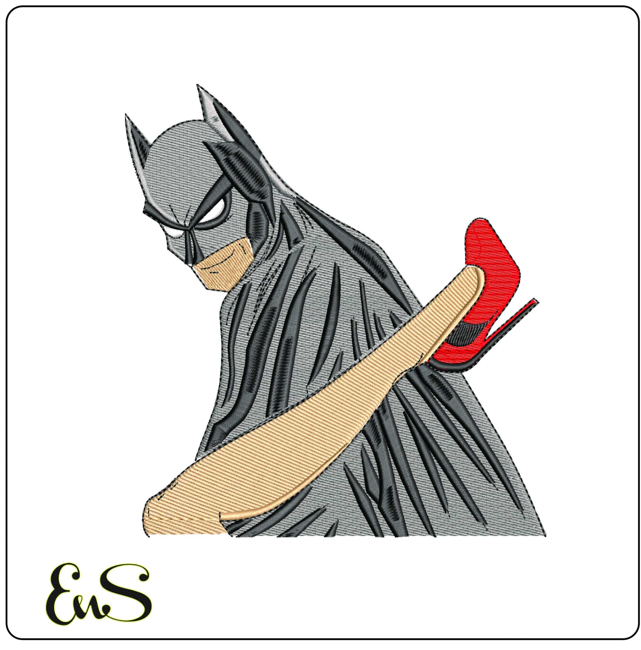 Batman Rescuing a Lady- Elegant embroidery design file - instant download