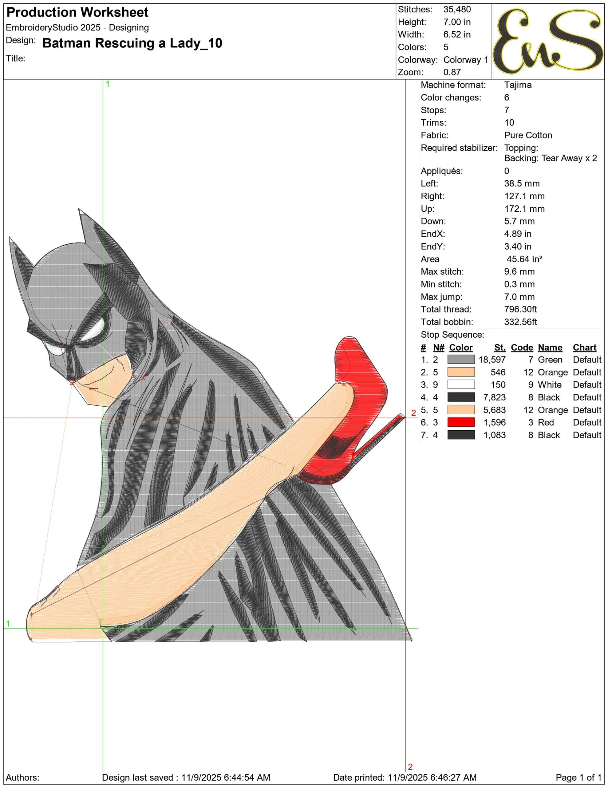 Batman Rescuing a Lady- Elegant embroidery design file - instant download — view 3