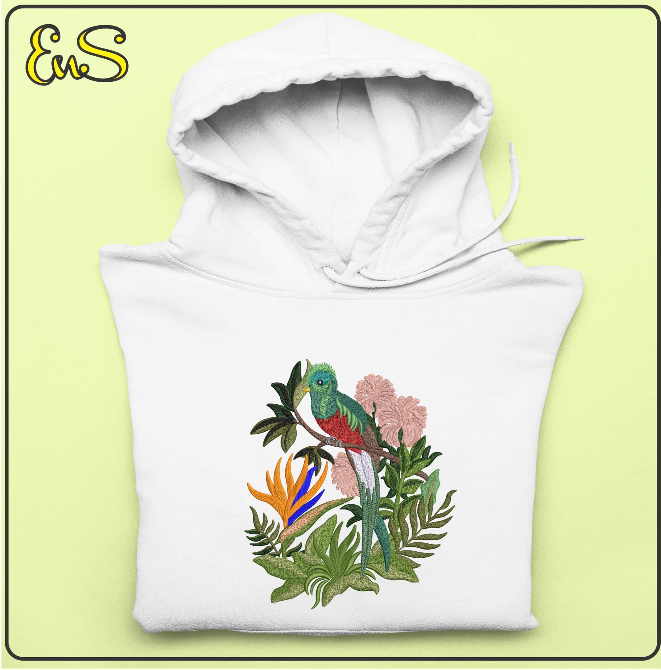 Bird in a Jungle- Elegant embroidery design file - instant download — view 4