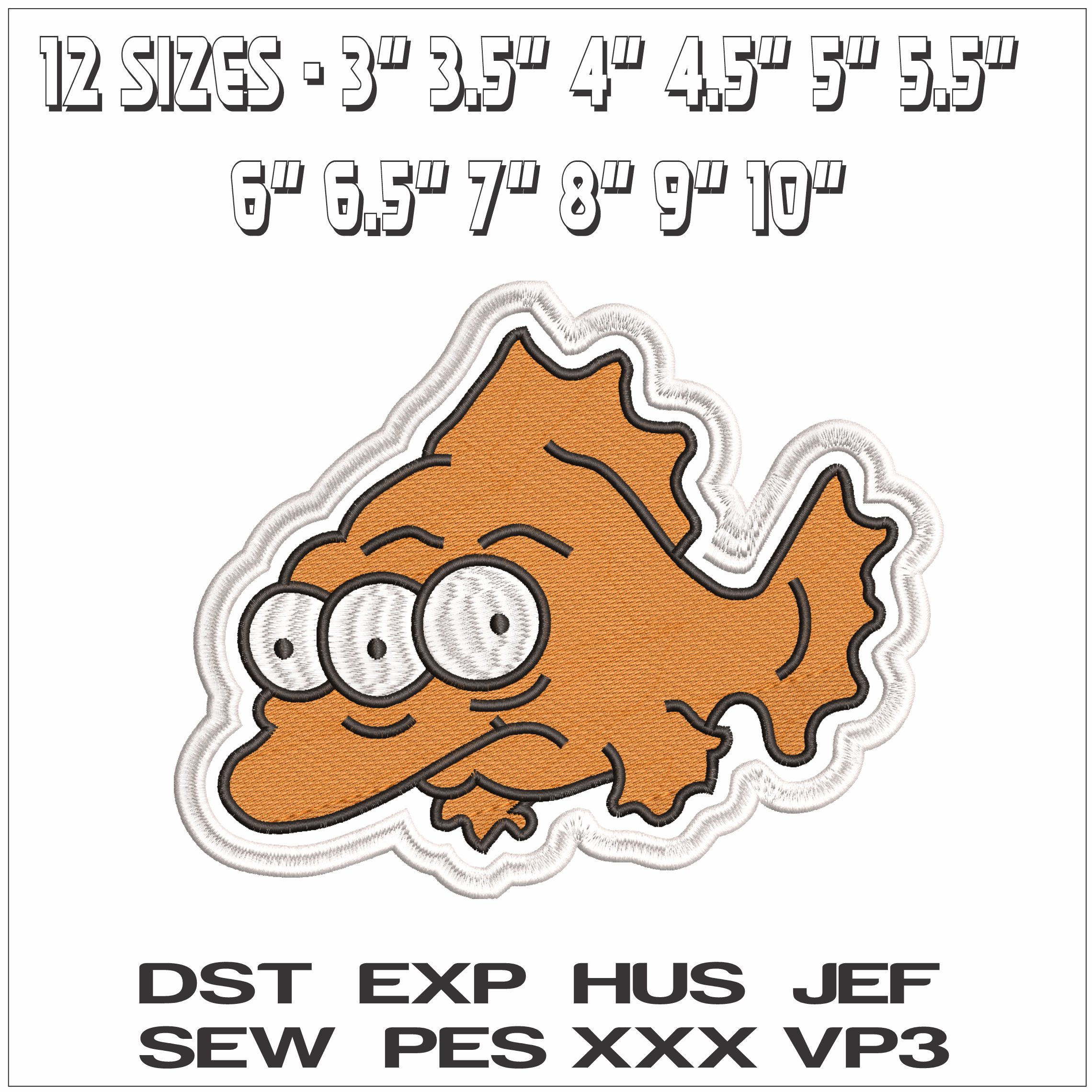 Blinky 3 eyed fish The Simpsons- Elegant embroidery design file - instant download — view 2