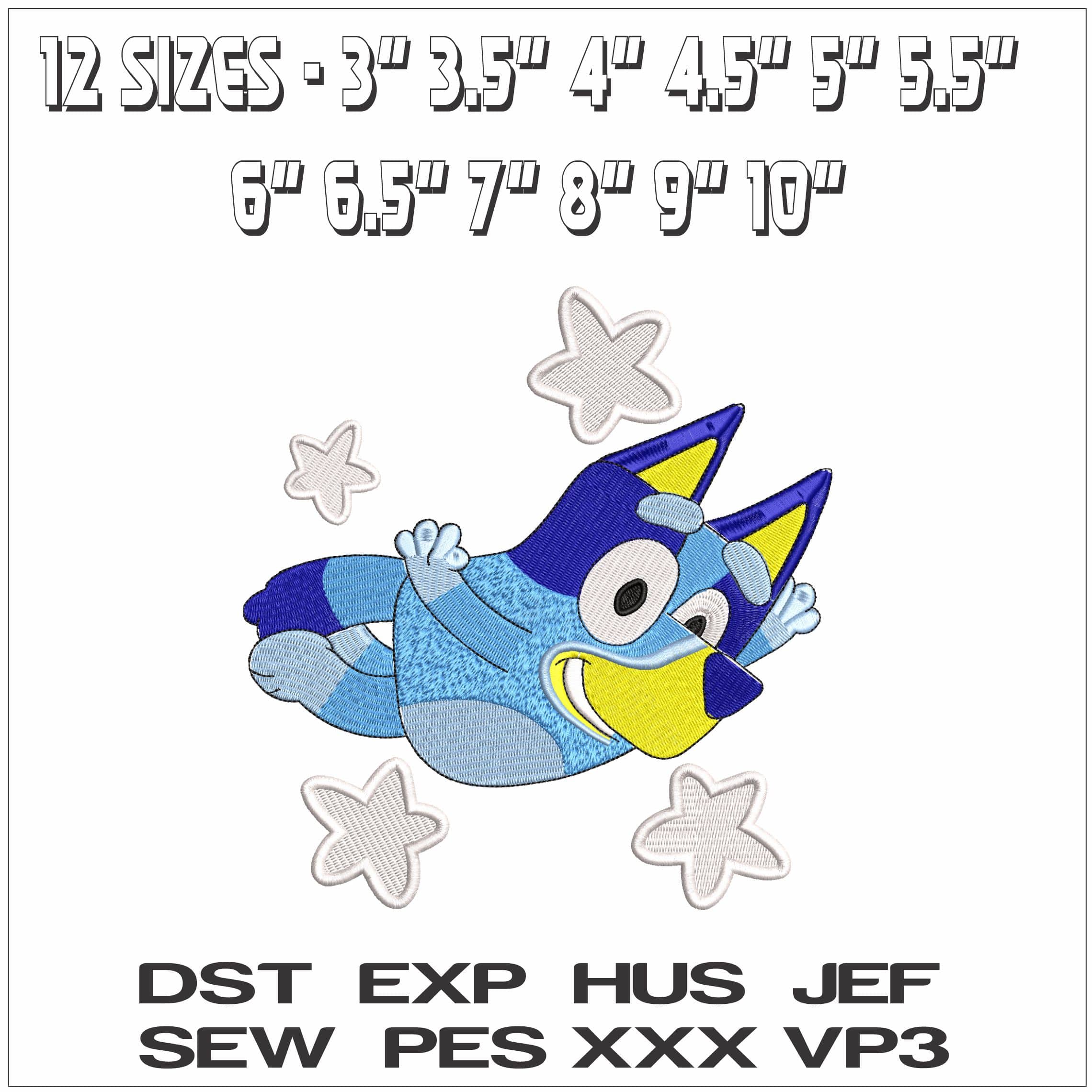 Bluey Flying- Elegant embroidery design file - instant download — view 2