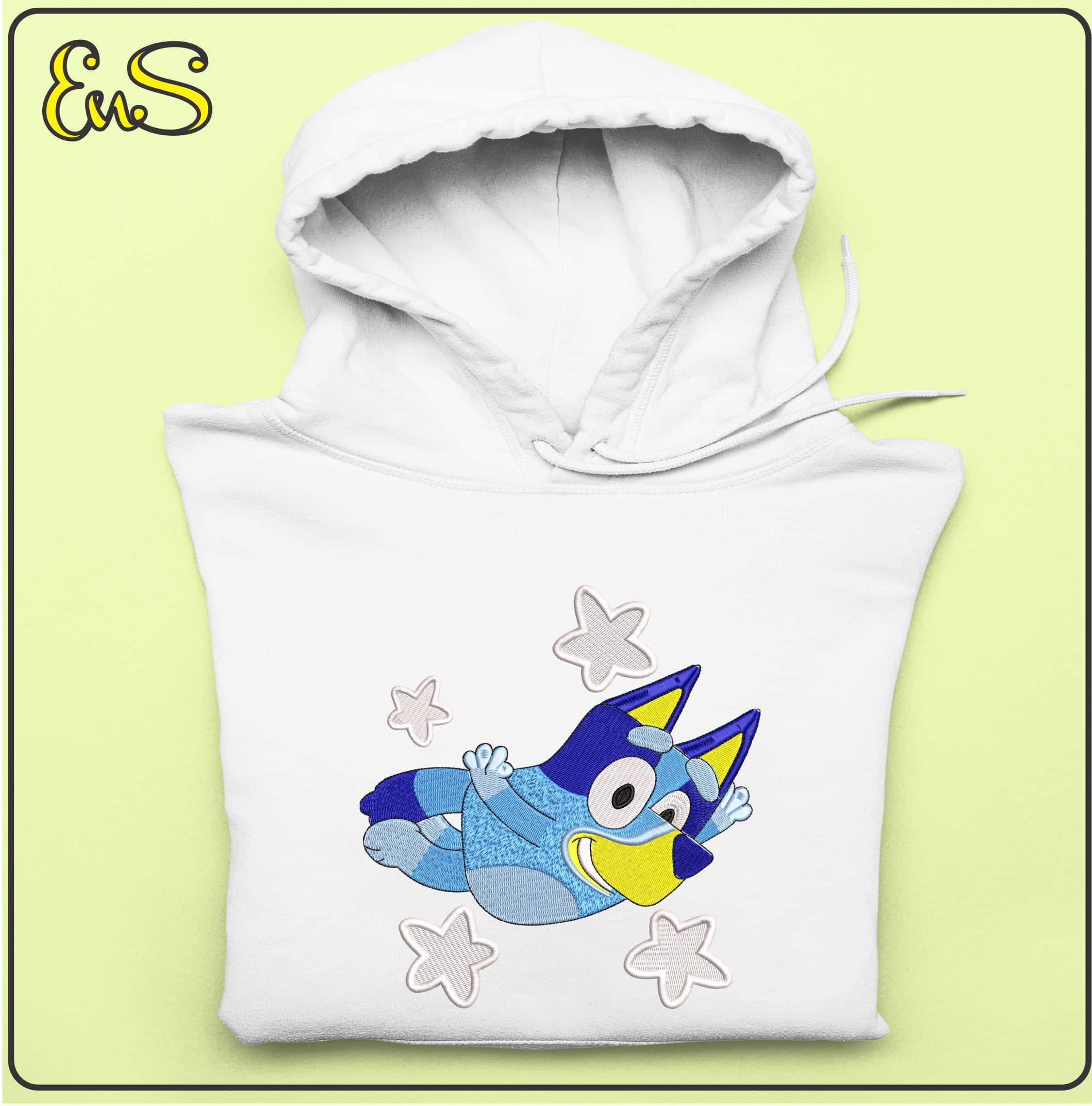 Bluey Flying- Elegant embroidery design file - instant download — view 4