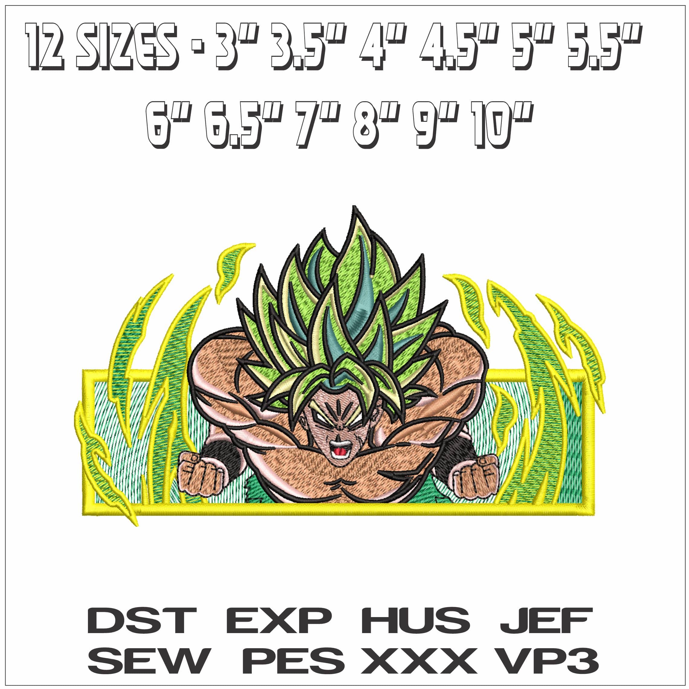 Broly in Frame Dragon Ball Anime- Elegant embroidery design file - instant download — view 2