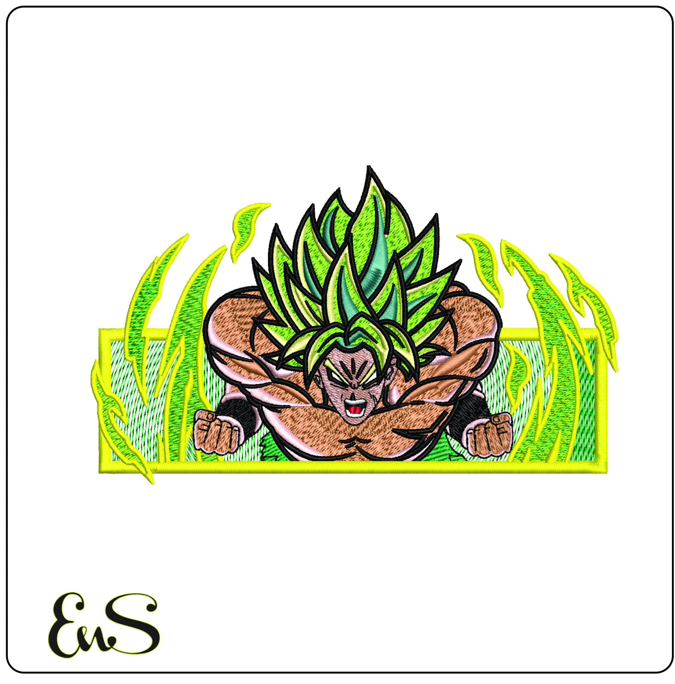 Broly in Frame Dragon Ball Anime- Elegant embroidery design file - instant download