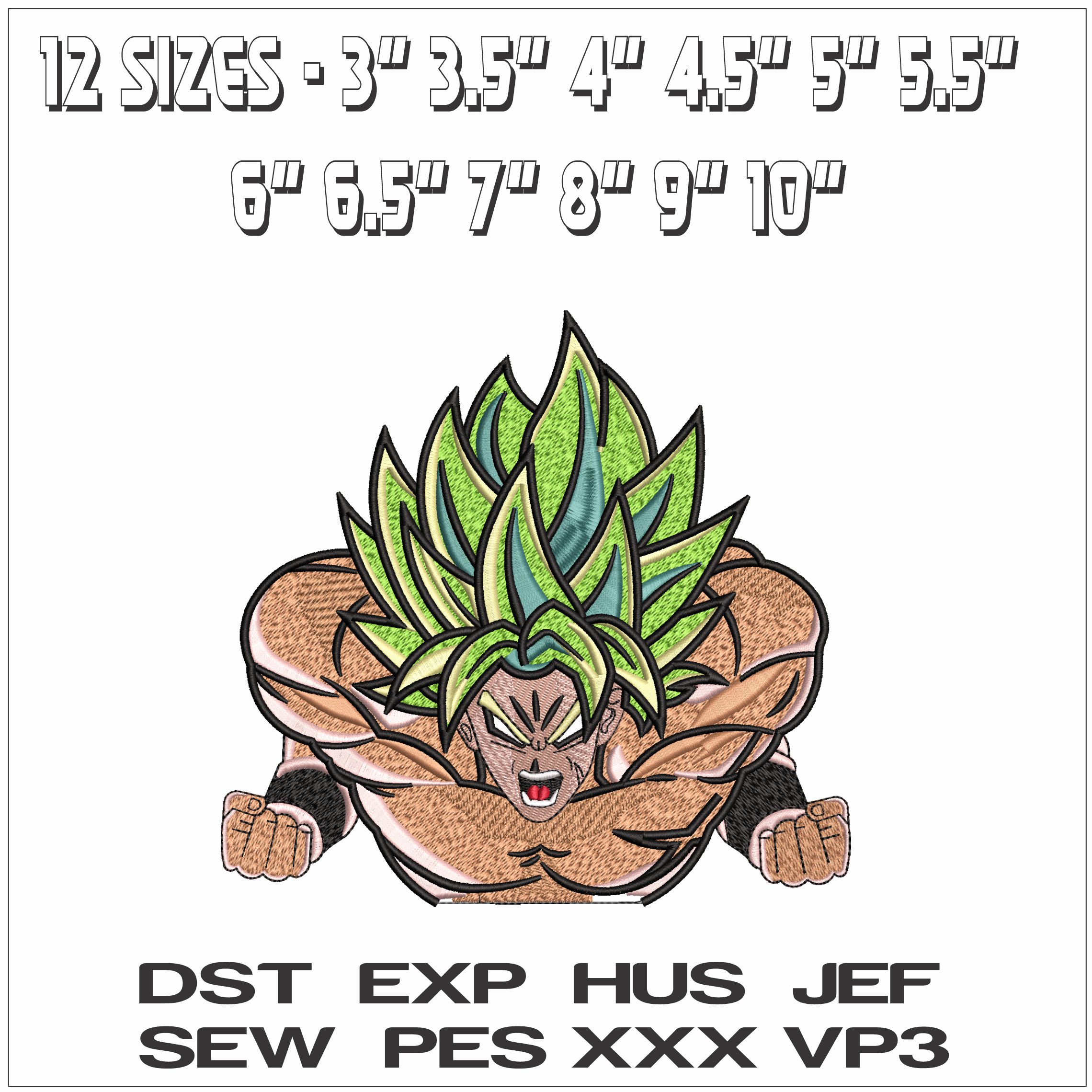 Broly ready to Punch Dragon Ball Anime- Elegant embroidery design file - instant download — view 2