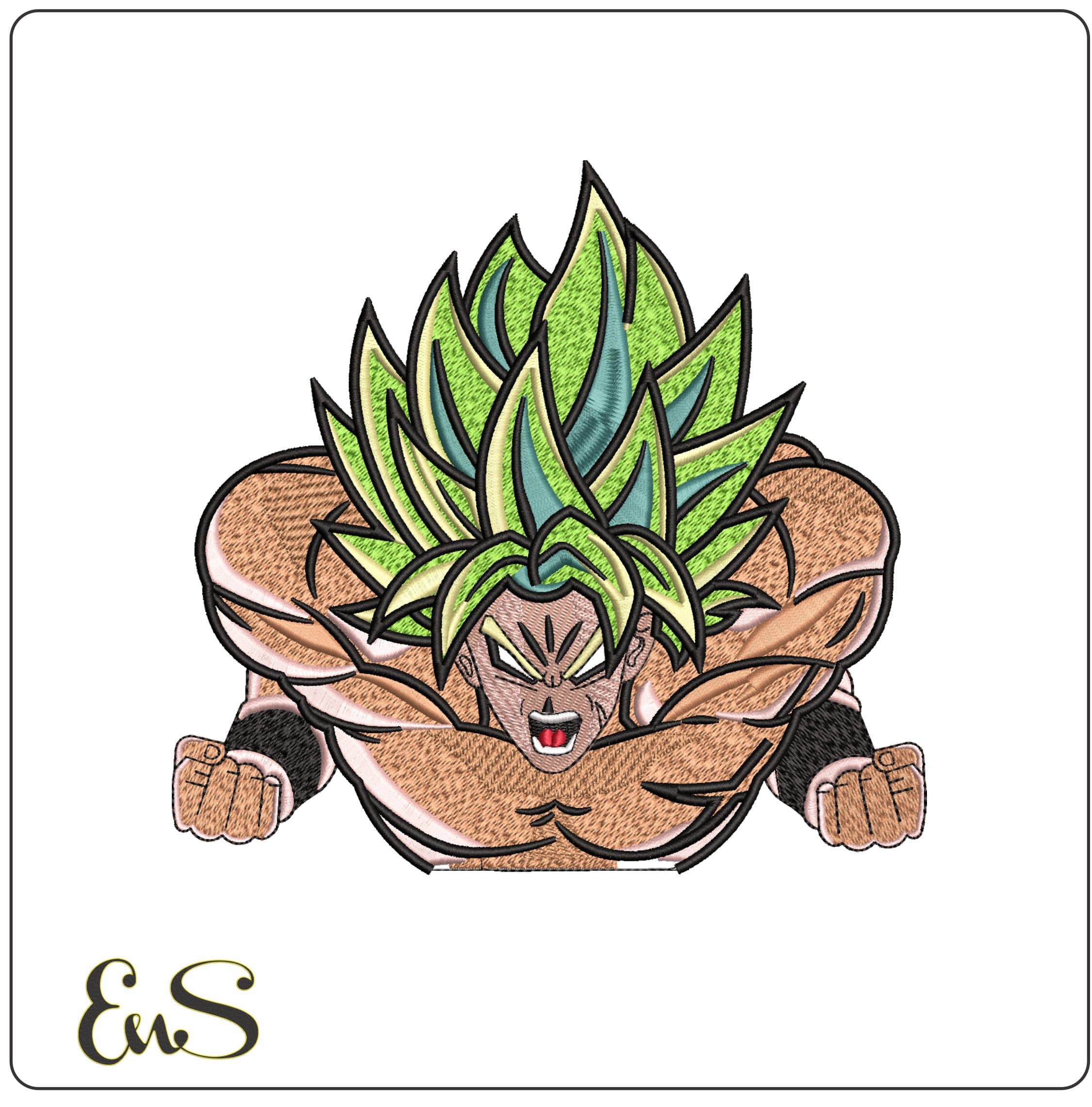Broly ready to Punch Dragon Ball Anime- Elegant embroidery design file - instant download