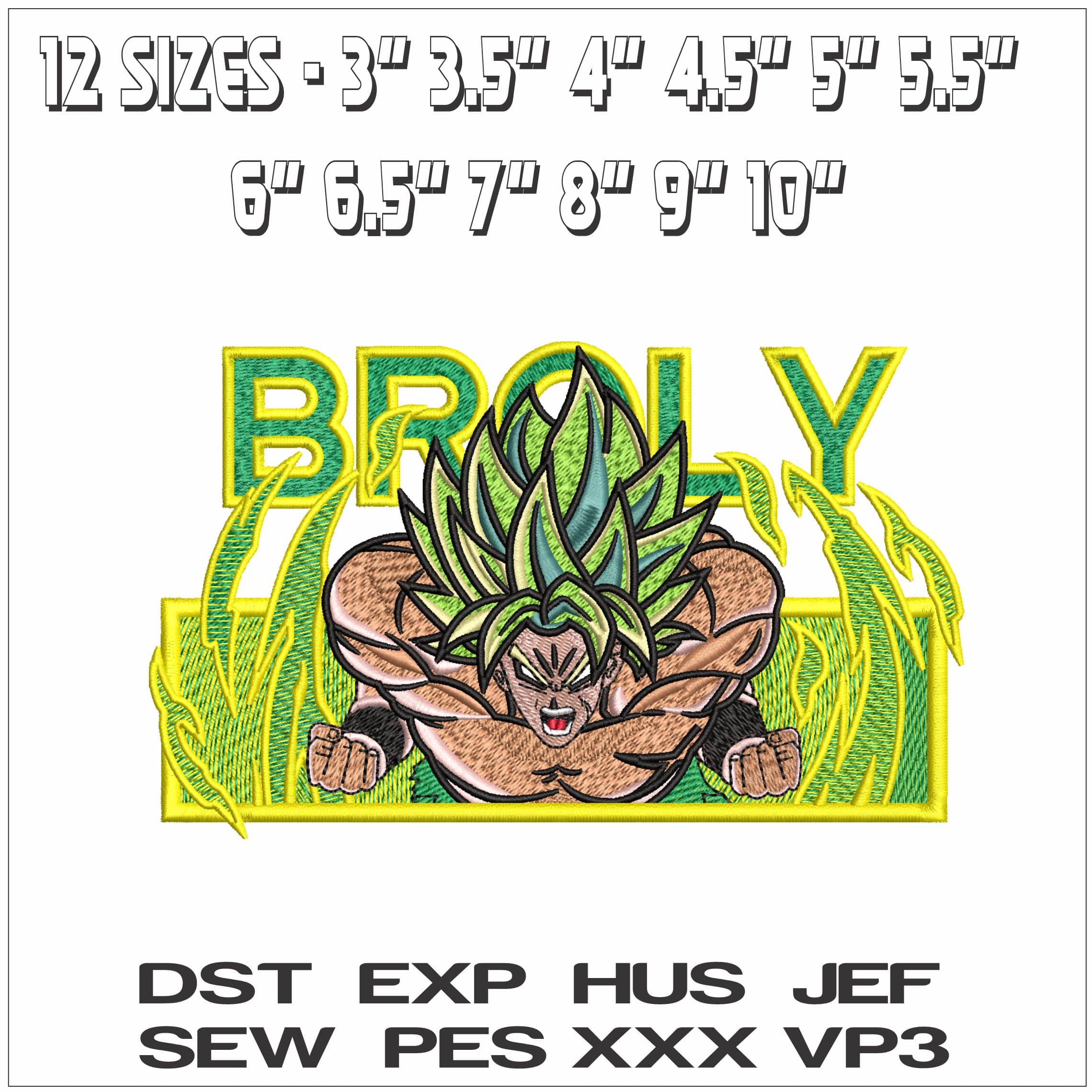 Broly with Name Dragon Ball Anime- Elegant embroidery design file - instant download — view 2