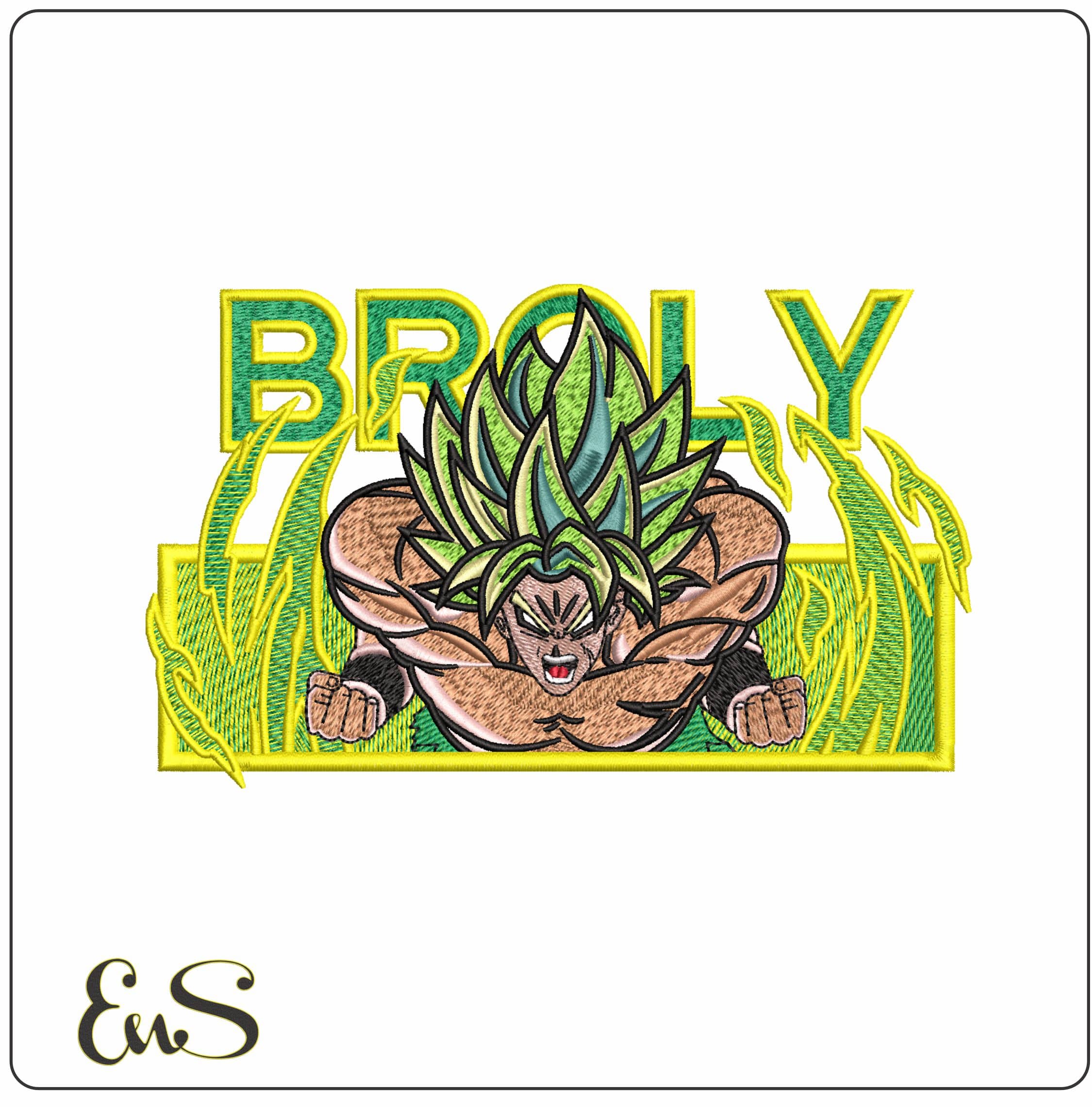 Broly with Name Dragon Ball Anime- Elegant embroidery design file - instant download