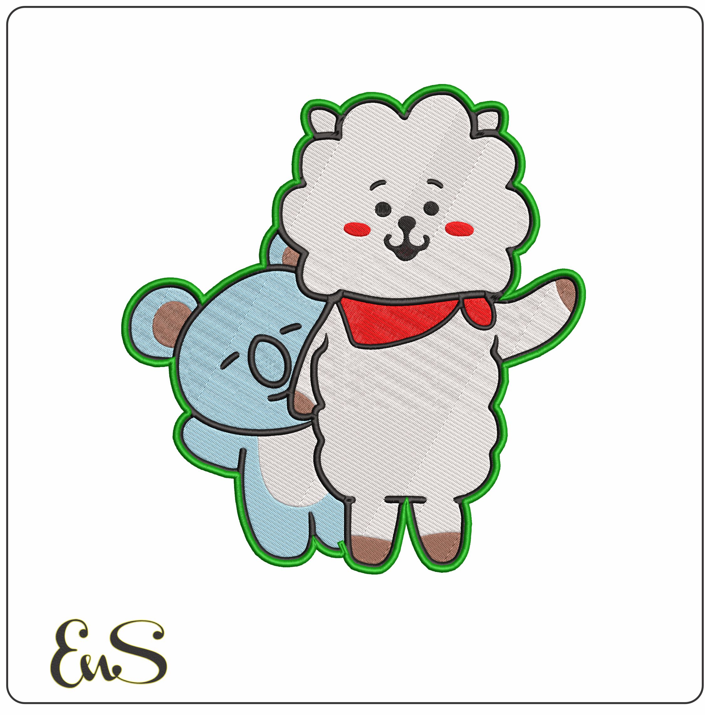 BTS Cartoon- Elegant embroidery design file - instant download