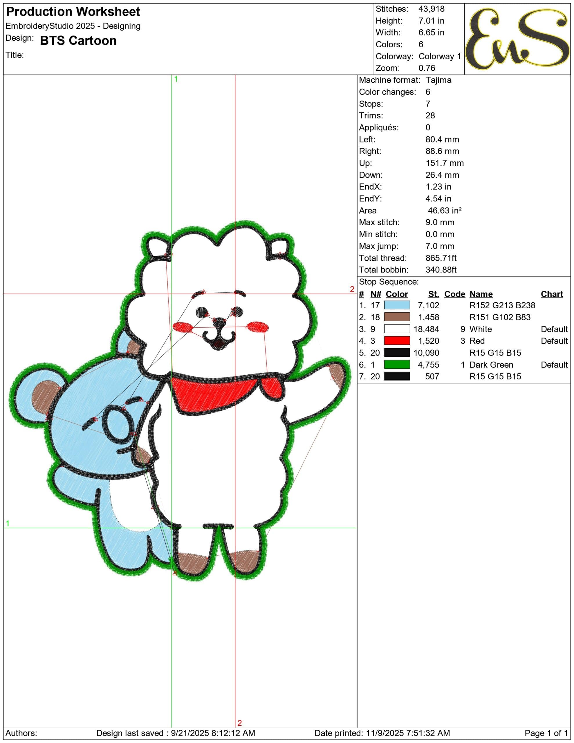 BTS Cartoon- Elegant embroidery design file - instant download — view 3