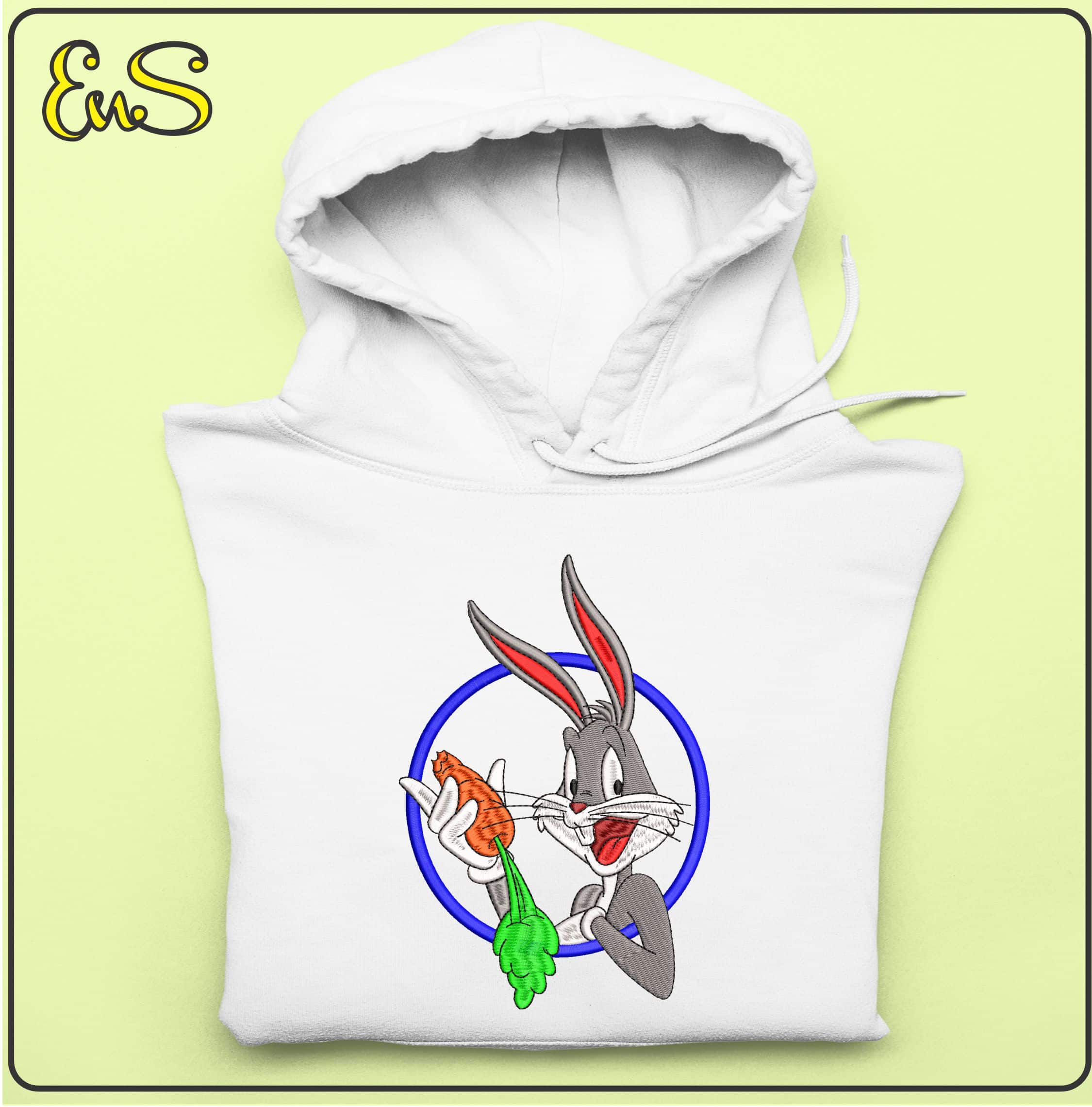 Buggs Bunny Eating Carrot through Loop- Elegant embroidery design file - instant download — view 4