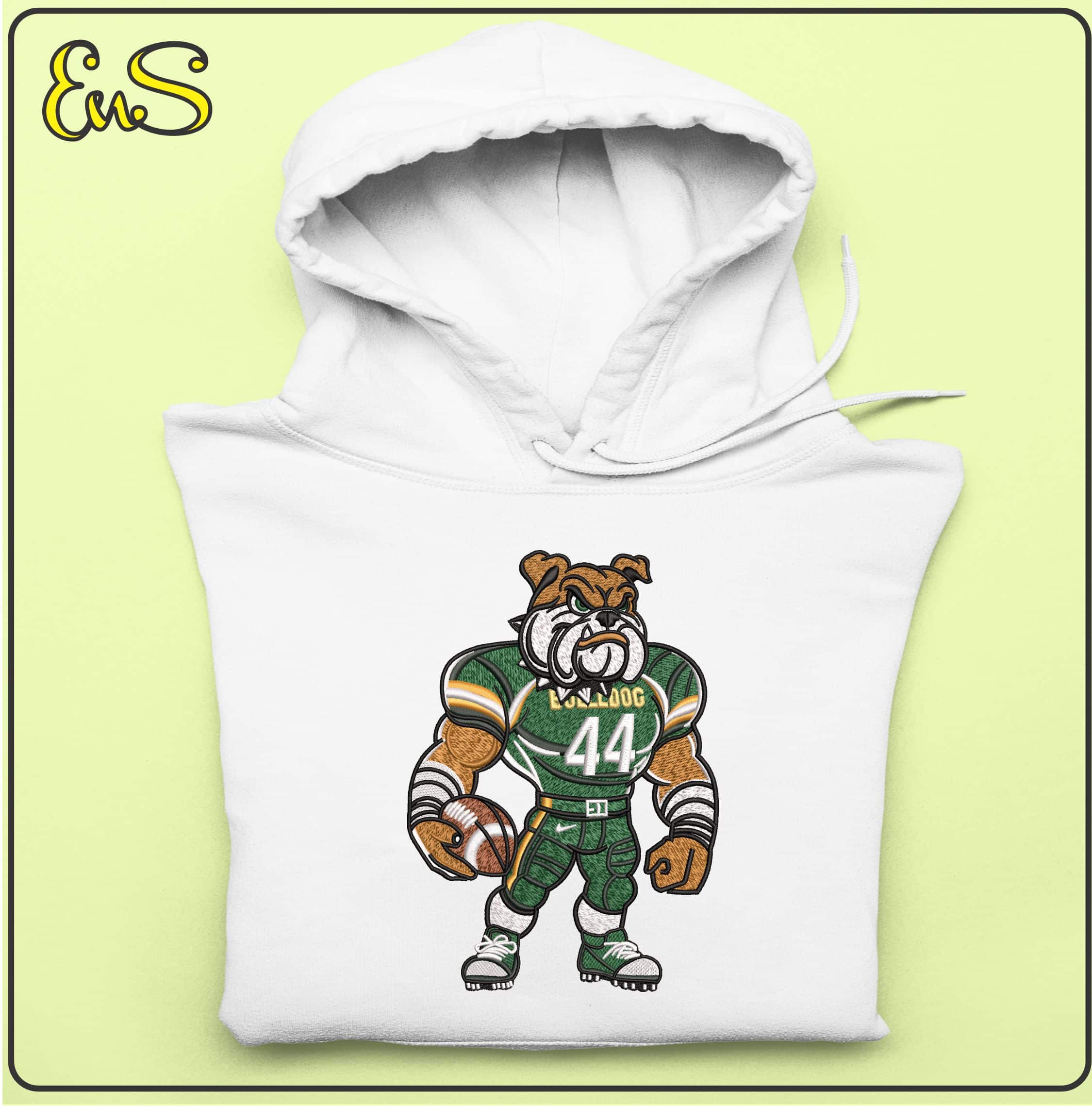 Bulldog Football- Elegant embroidery design file - instant download — view 5