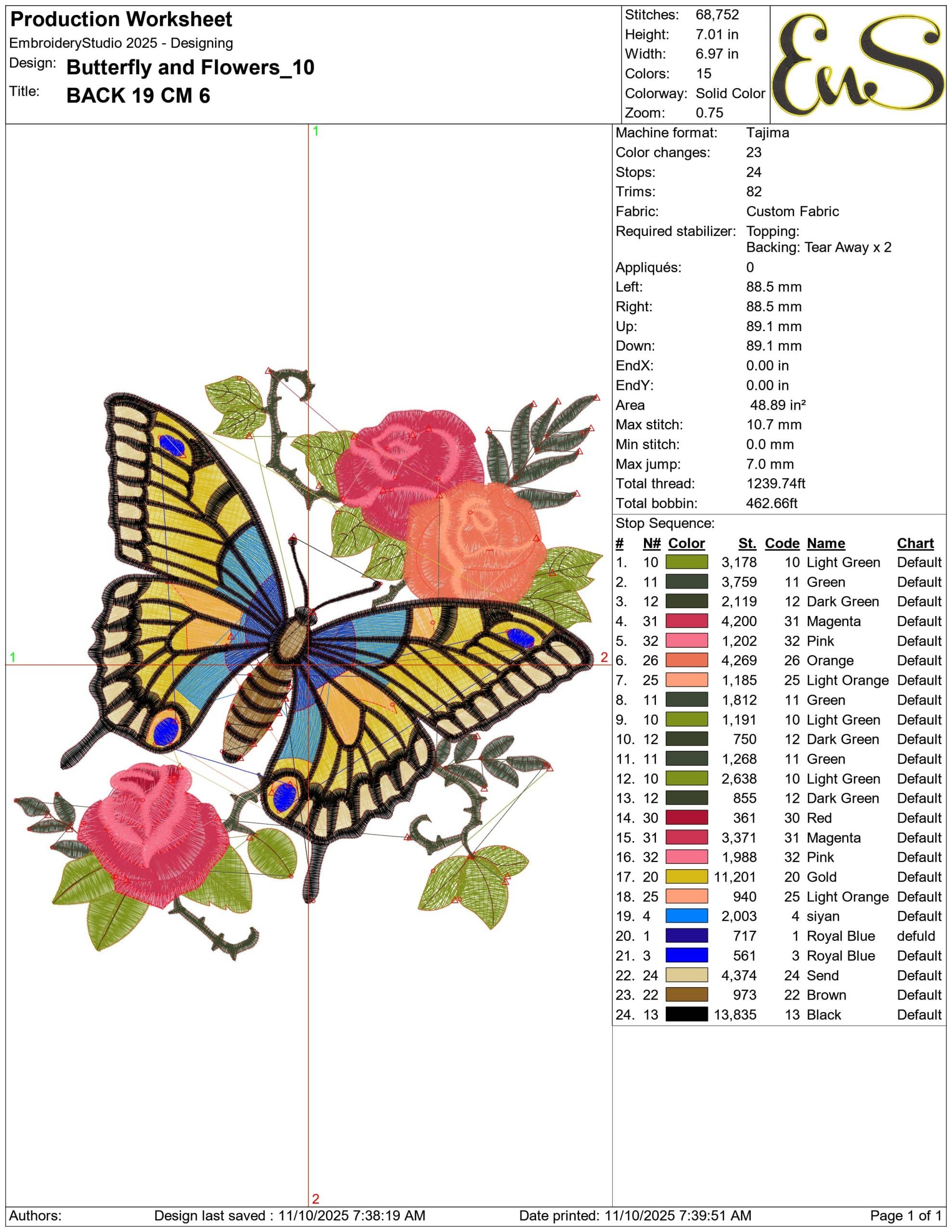Butterfly and Flowers- Elegant embroidery design file - instant download — view 3