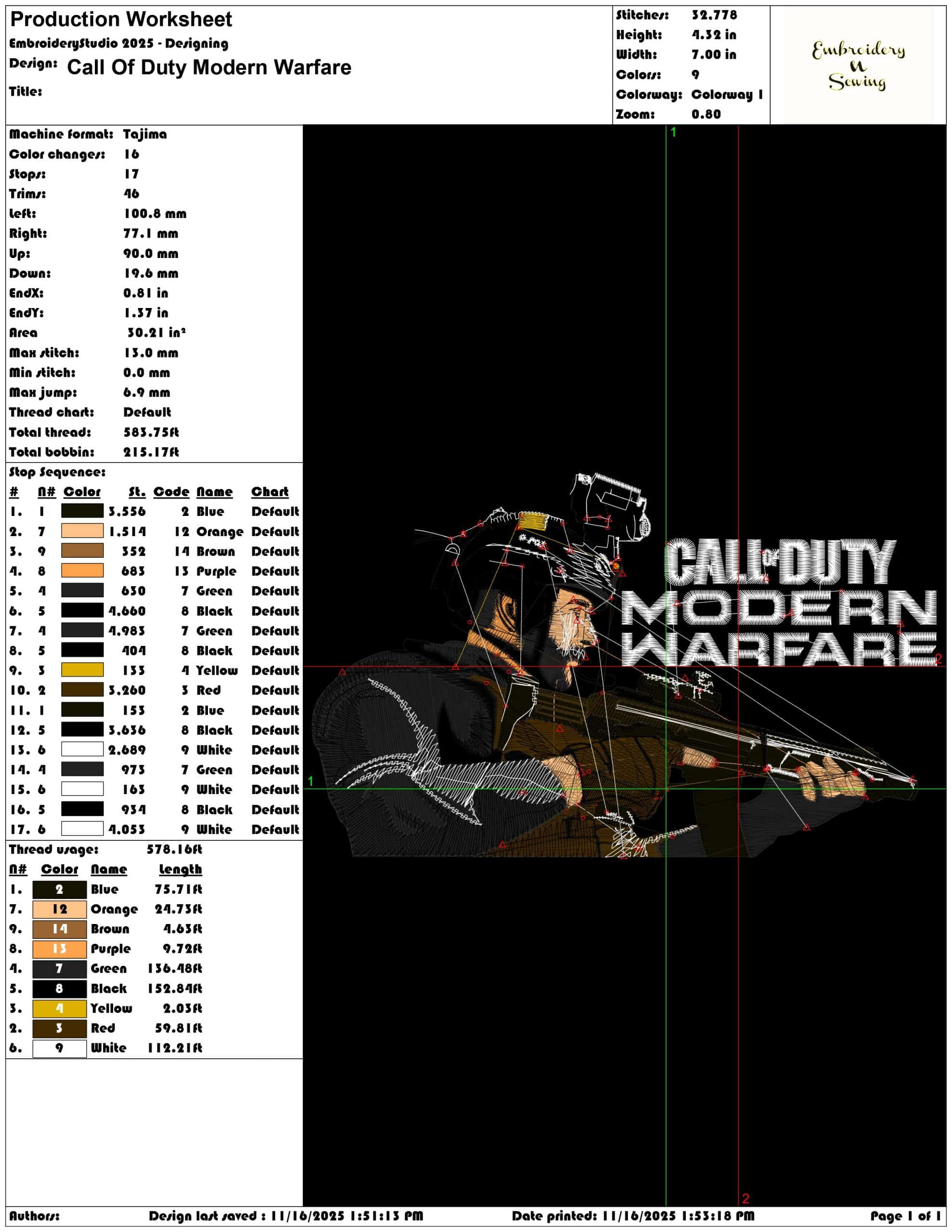 Call Of Duty Modern Warfare- Elegant embroidery design file - instant download — view 3