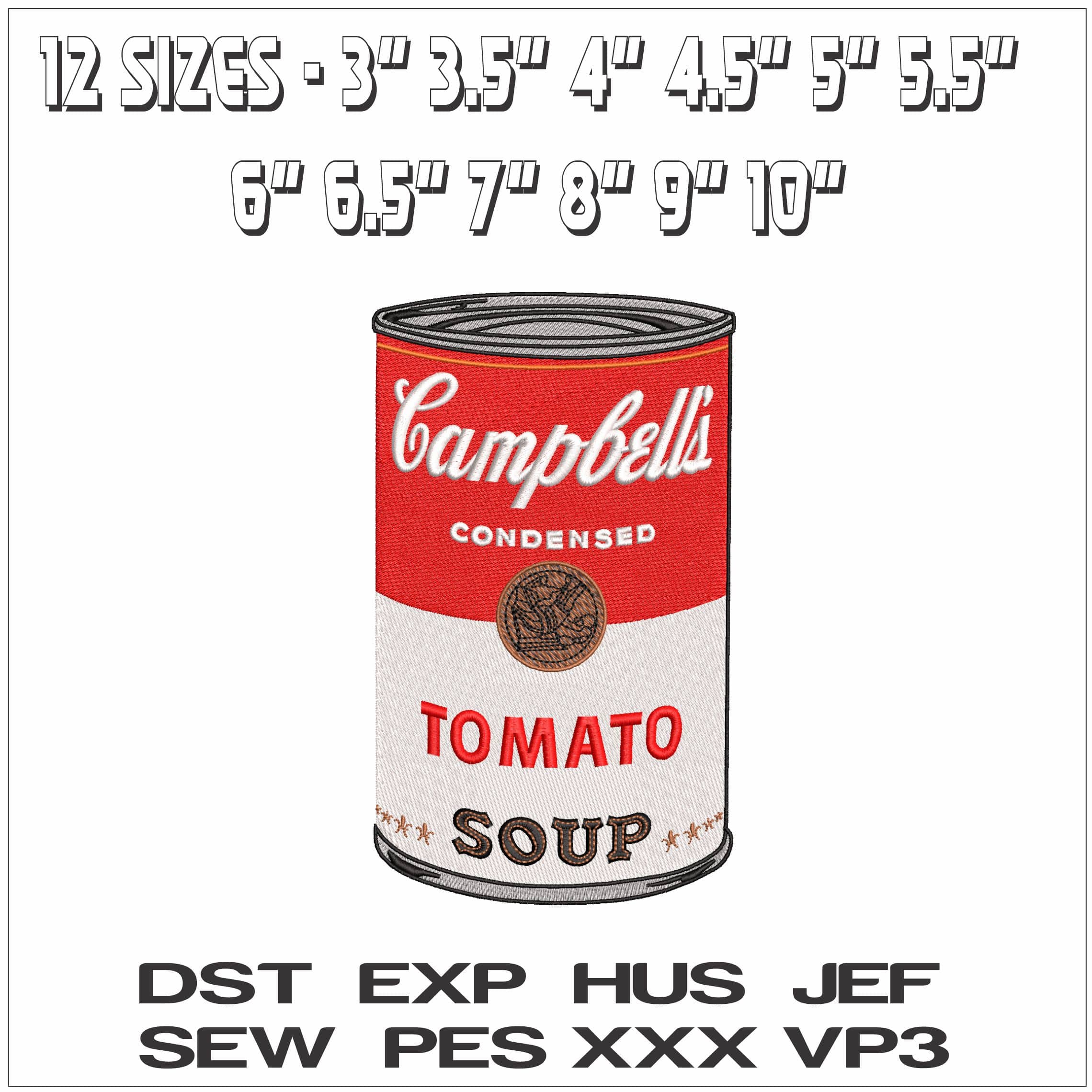 Campbells Tomato Soup- Elegant embroidery design file - instant download — view 2