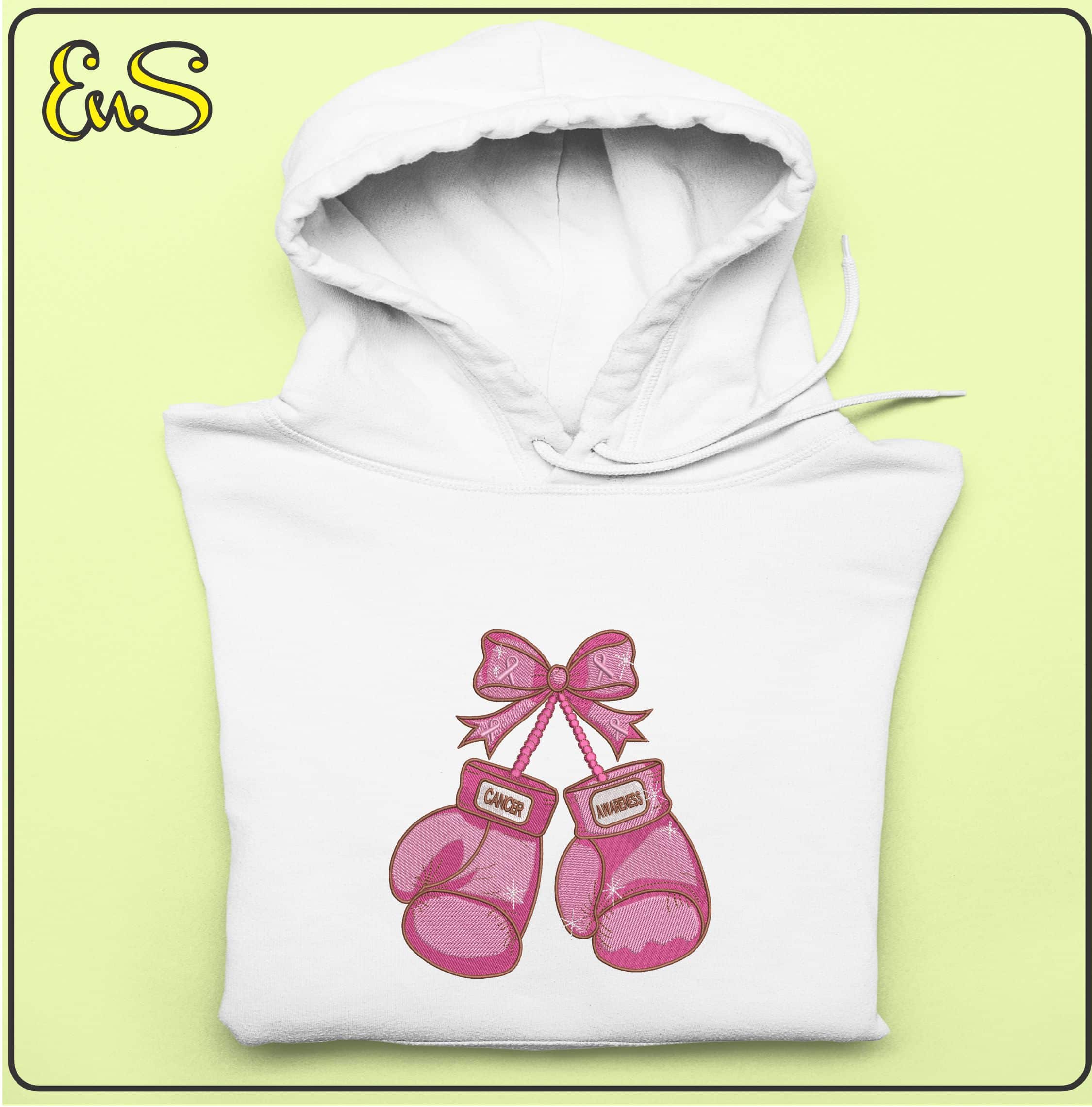 Cancer Awareness Boxing Gloves- Elegant embroidery design file - instant download — view 4