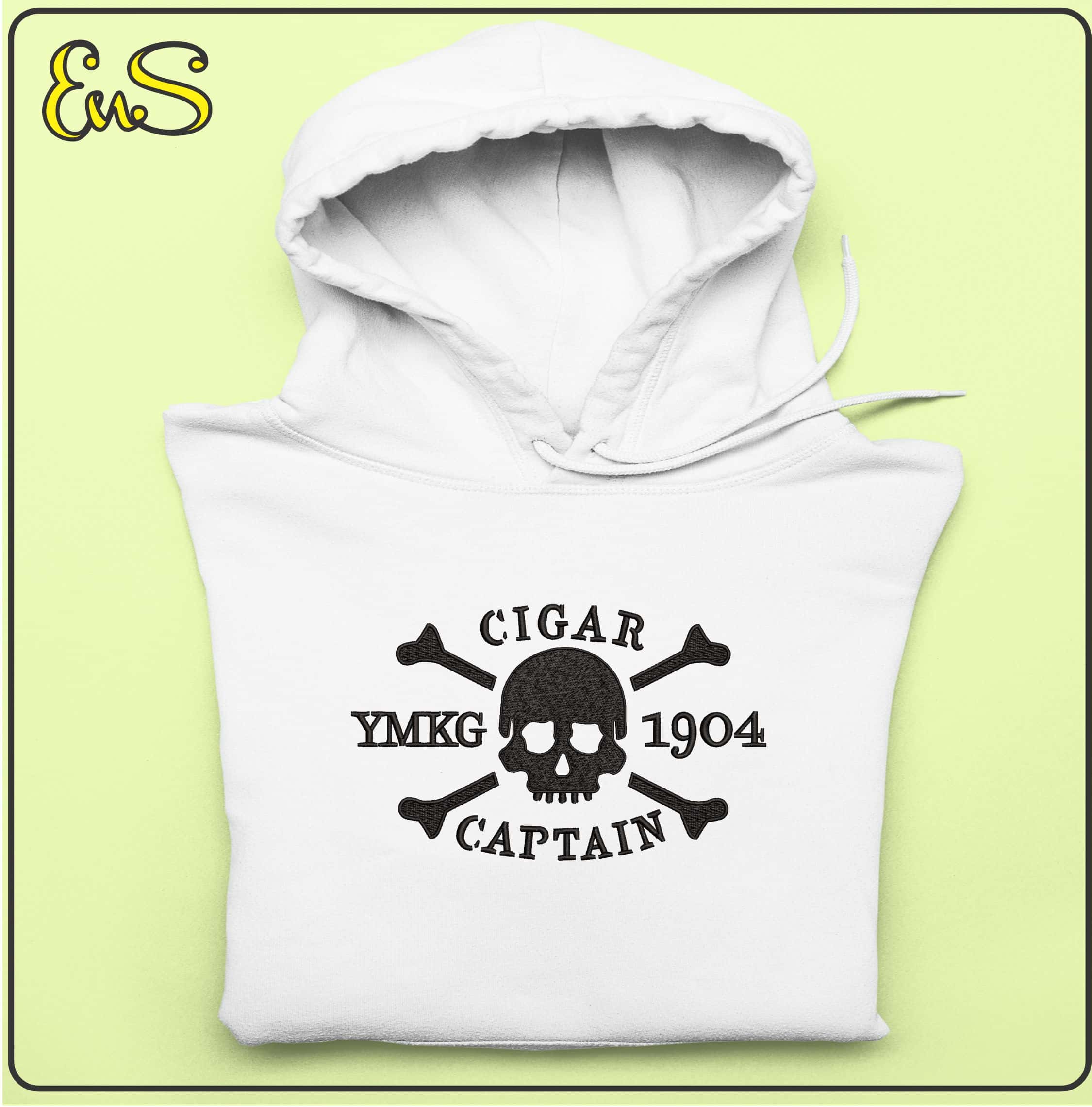 Captains Cigars Skull and Cross bones- Elegant embroidery design file - instant download — view 4