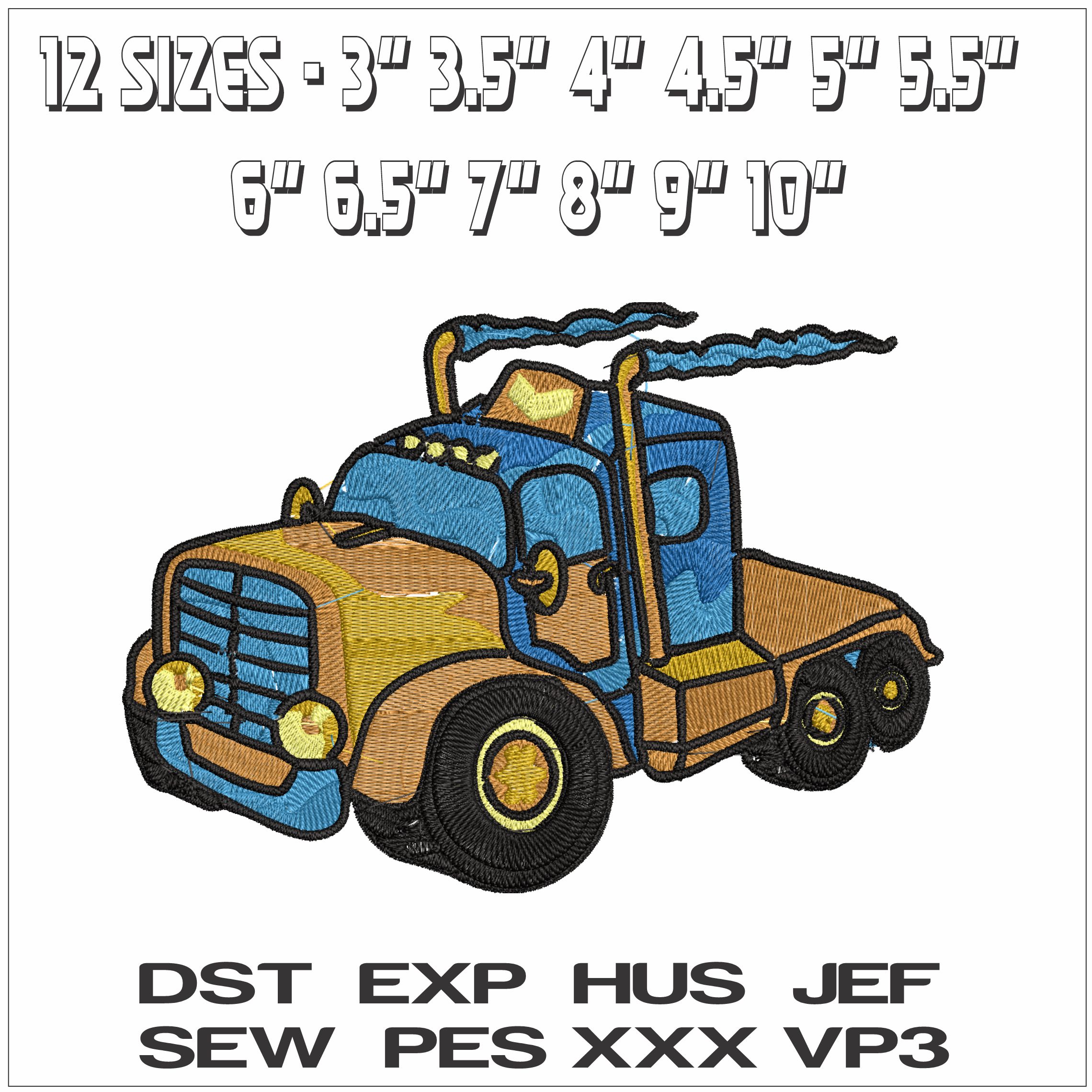 Cartoon Truck- Elegant embroidery design file - instant download — view 2