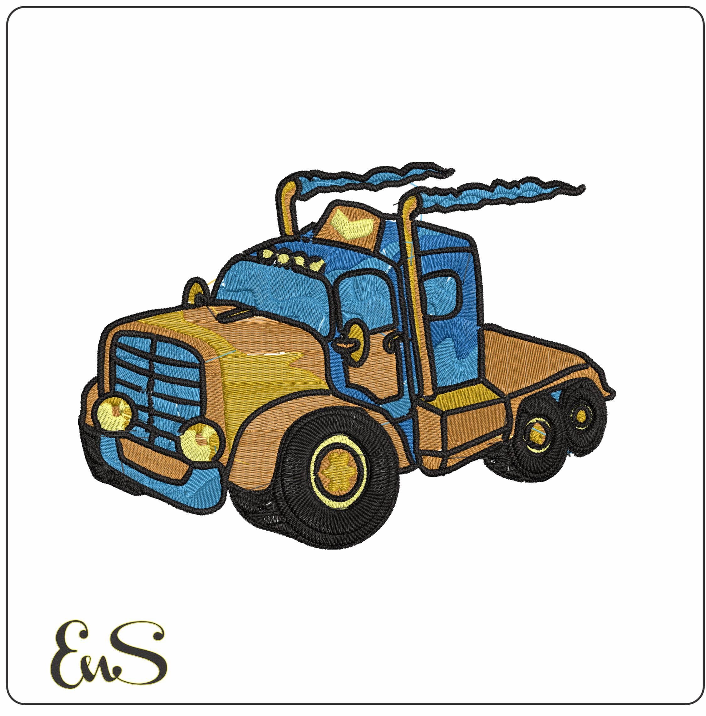 Cartoon Truck- Elegant embroidery design file - instant download