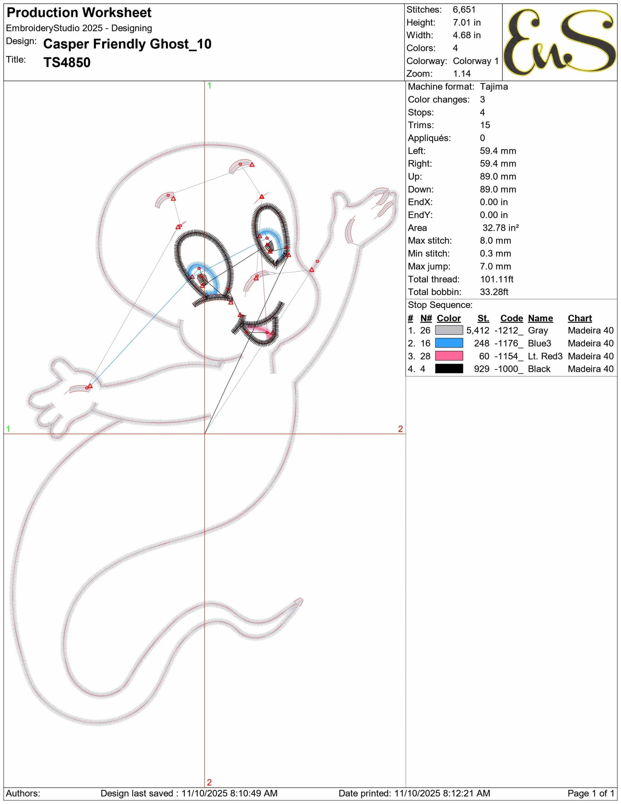 Casper Friendly Ghost- Elegant embroidery design file - instant download — view 3
