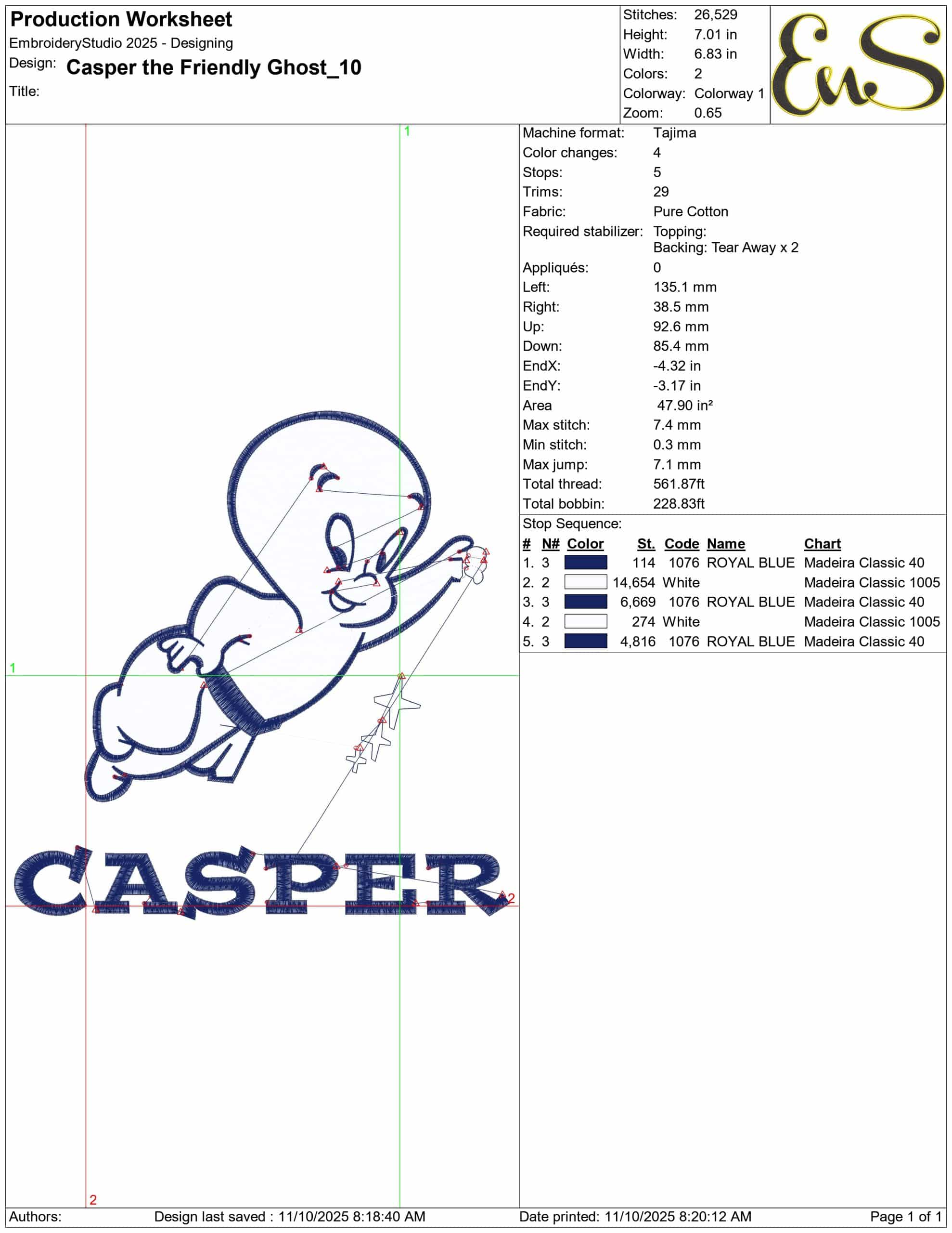 Casper the Friendly Ghost- Elegant embroidery design file - instant download — view 3