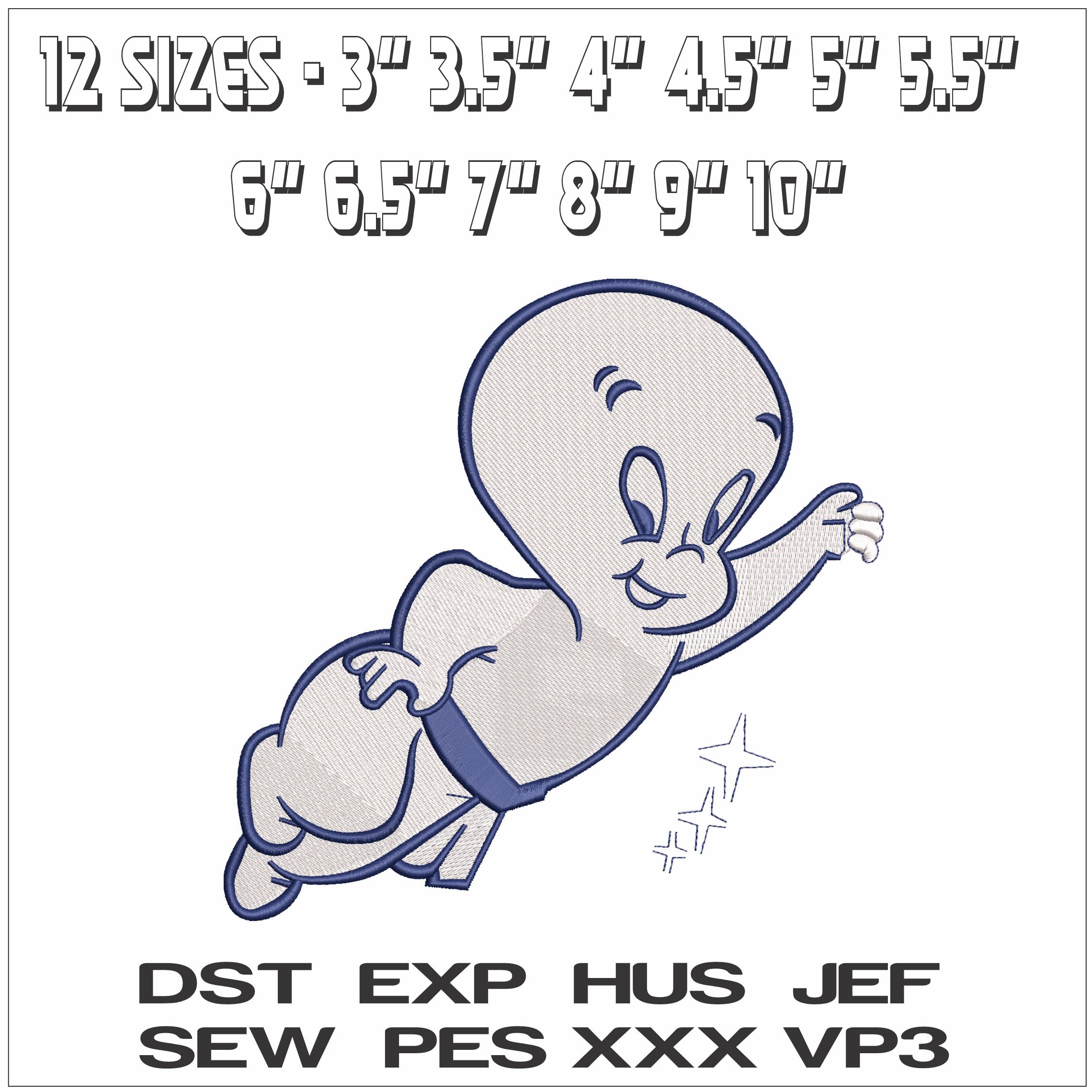 Casper the Friendly Ghost No Name- Elegant embroidery design file - instant download — view 2