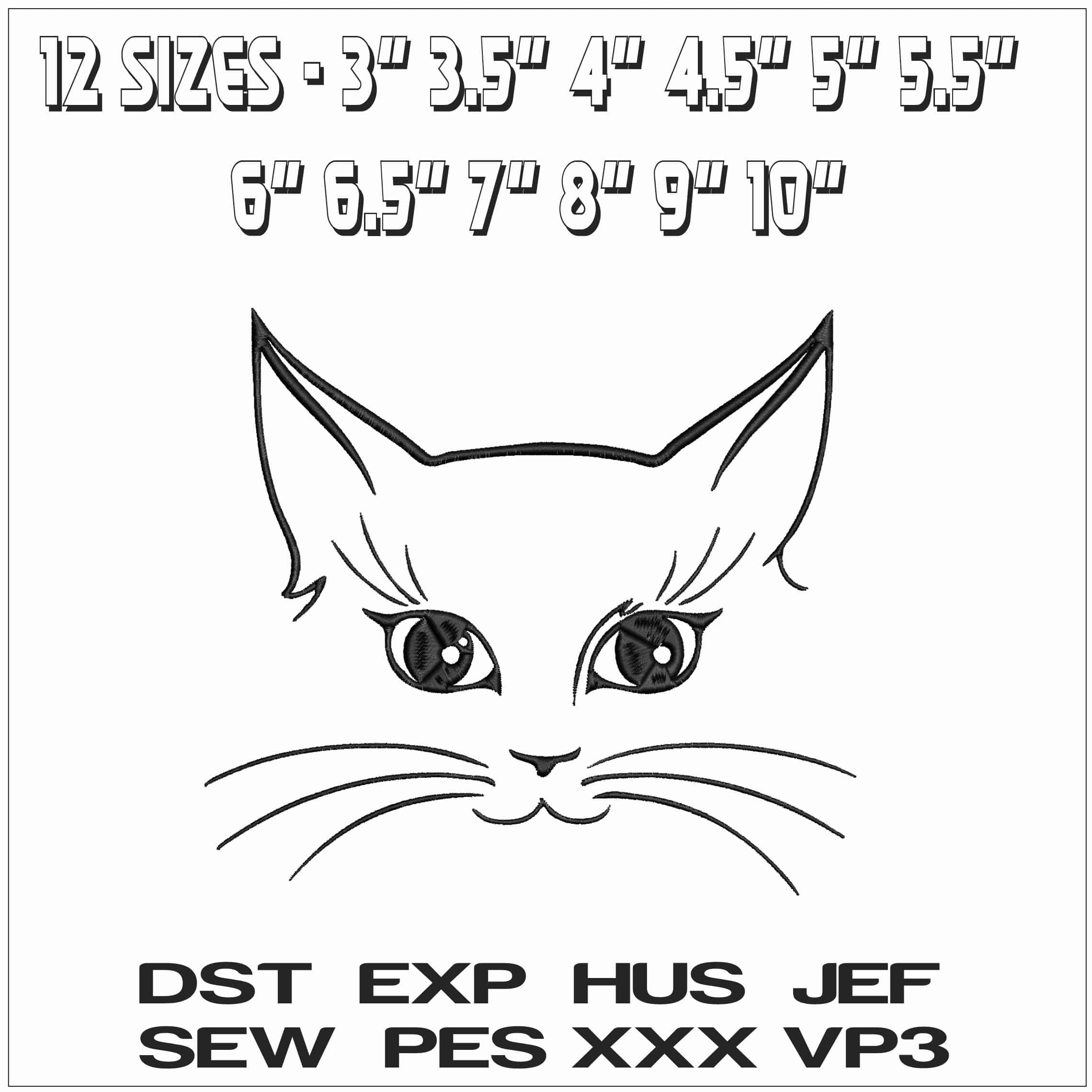 Cats Face  - Elegant embroidery design file - instant download — view 2