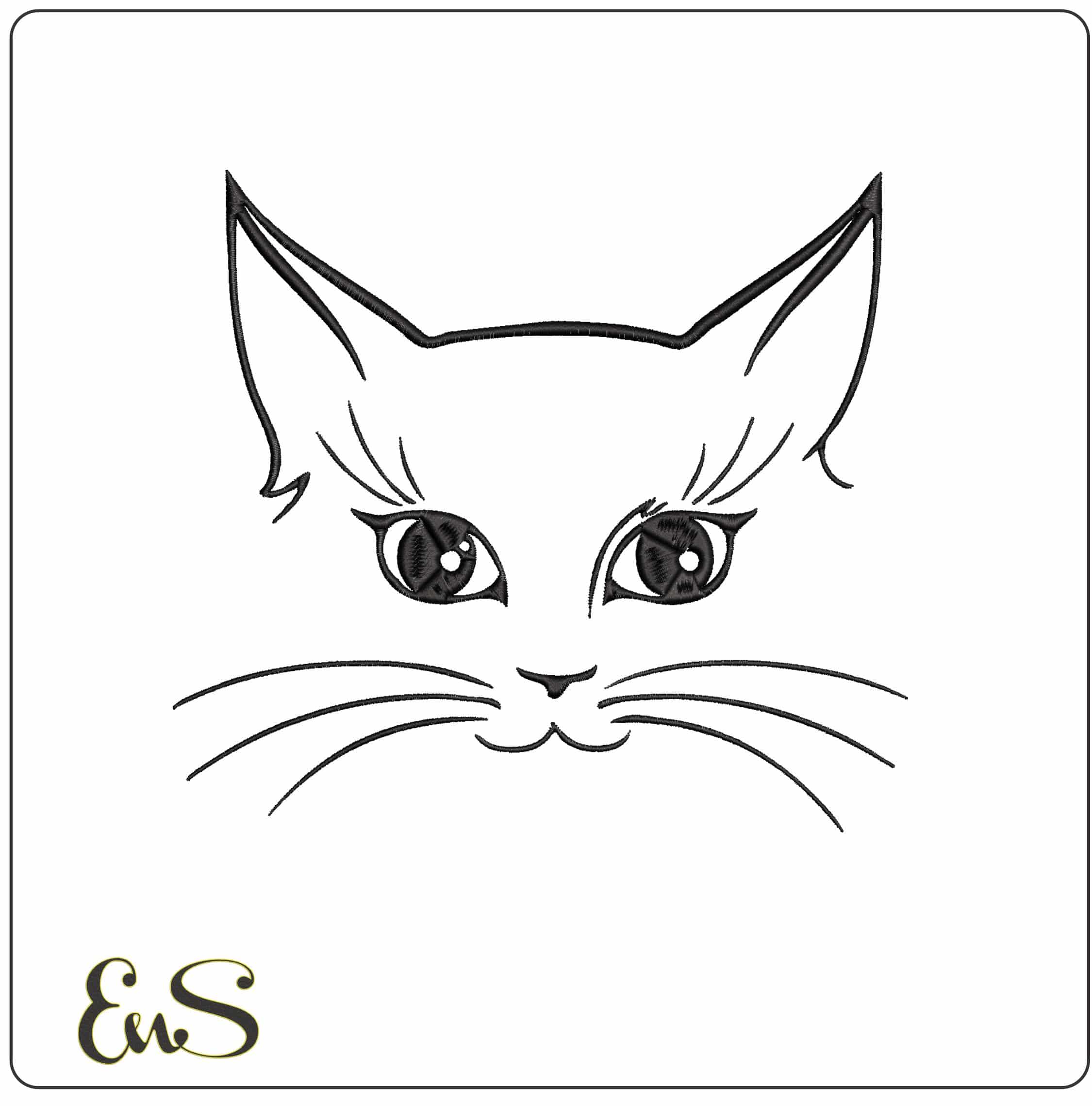 Cats Face  - Elegant embroidery design file - instant download