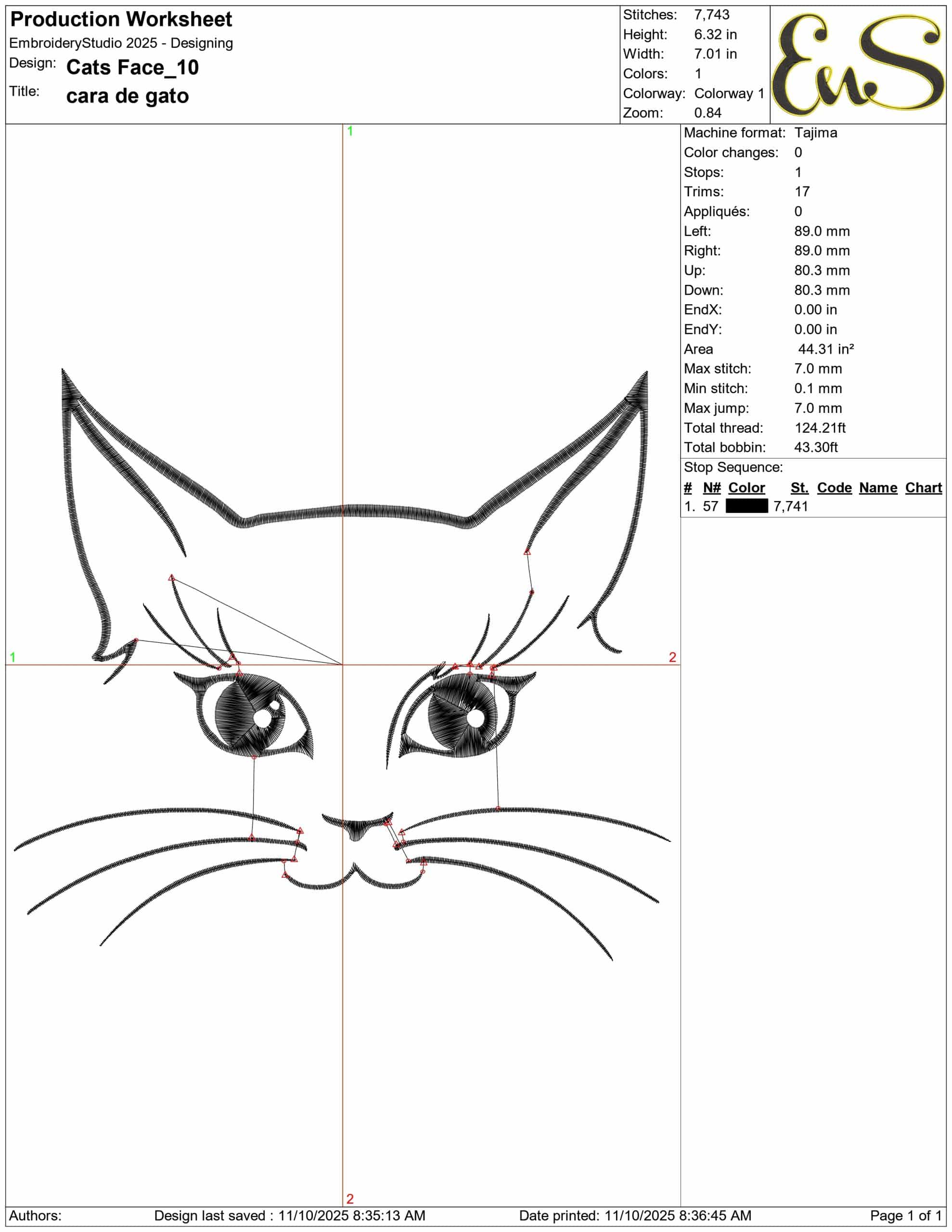 Cats Face  - Elegant embroidery design file - instant download — view 3