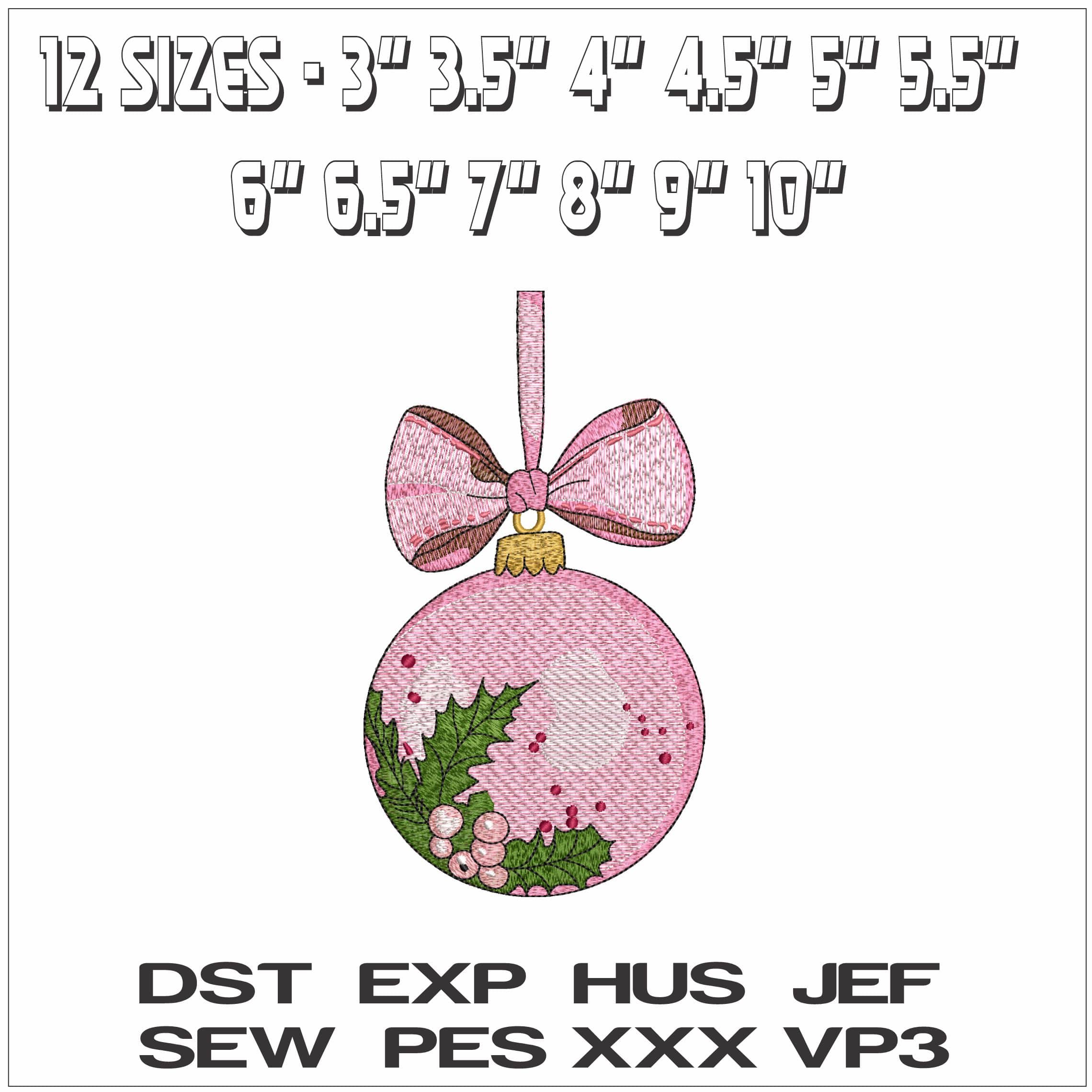 Christmas Bauble- Elegant embroidery design file - instant download — view 2